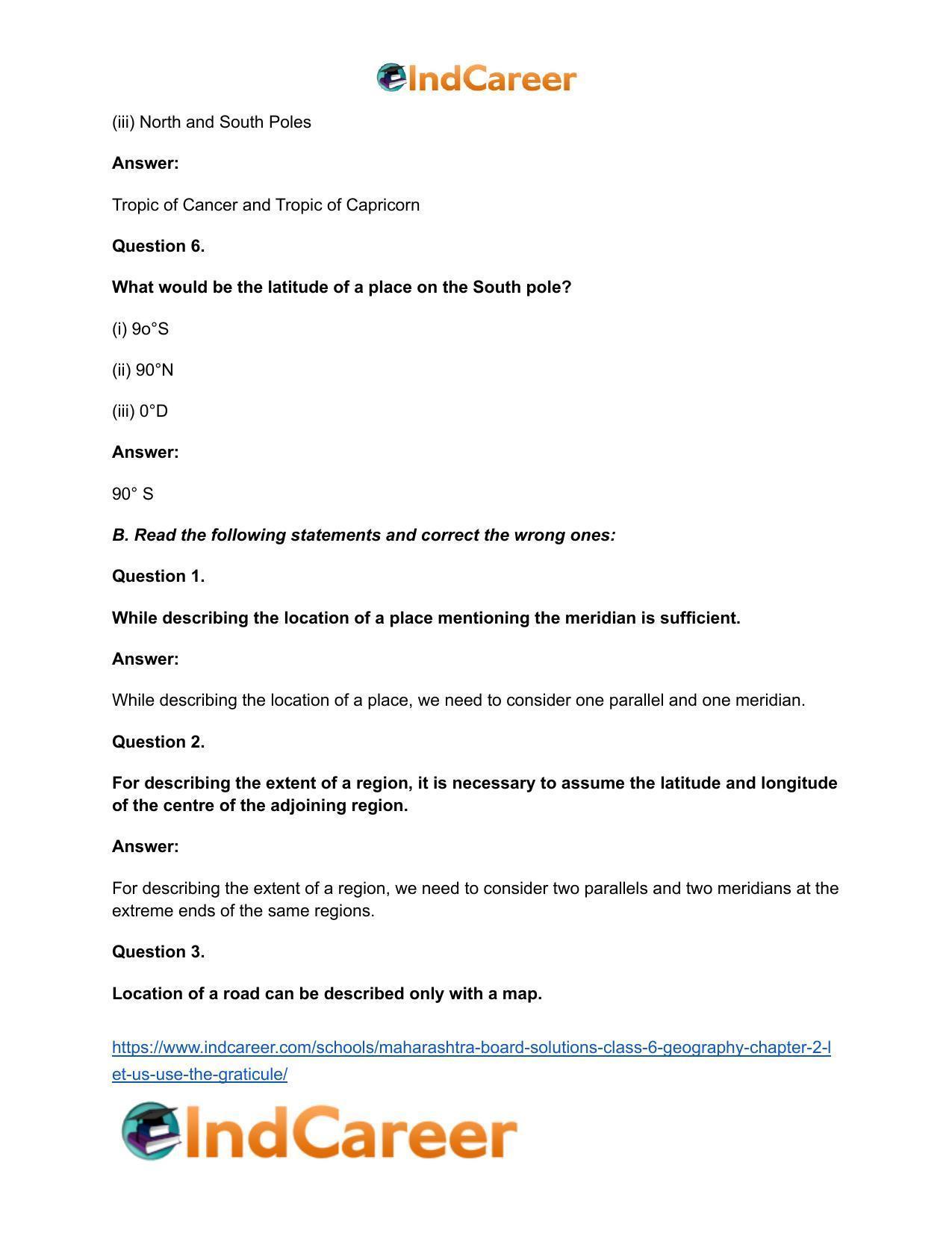 Maharashtra Board Solutions Class 6-Geography: Chapter 2- Let us Use the Graticule - Page 4