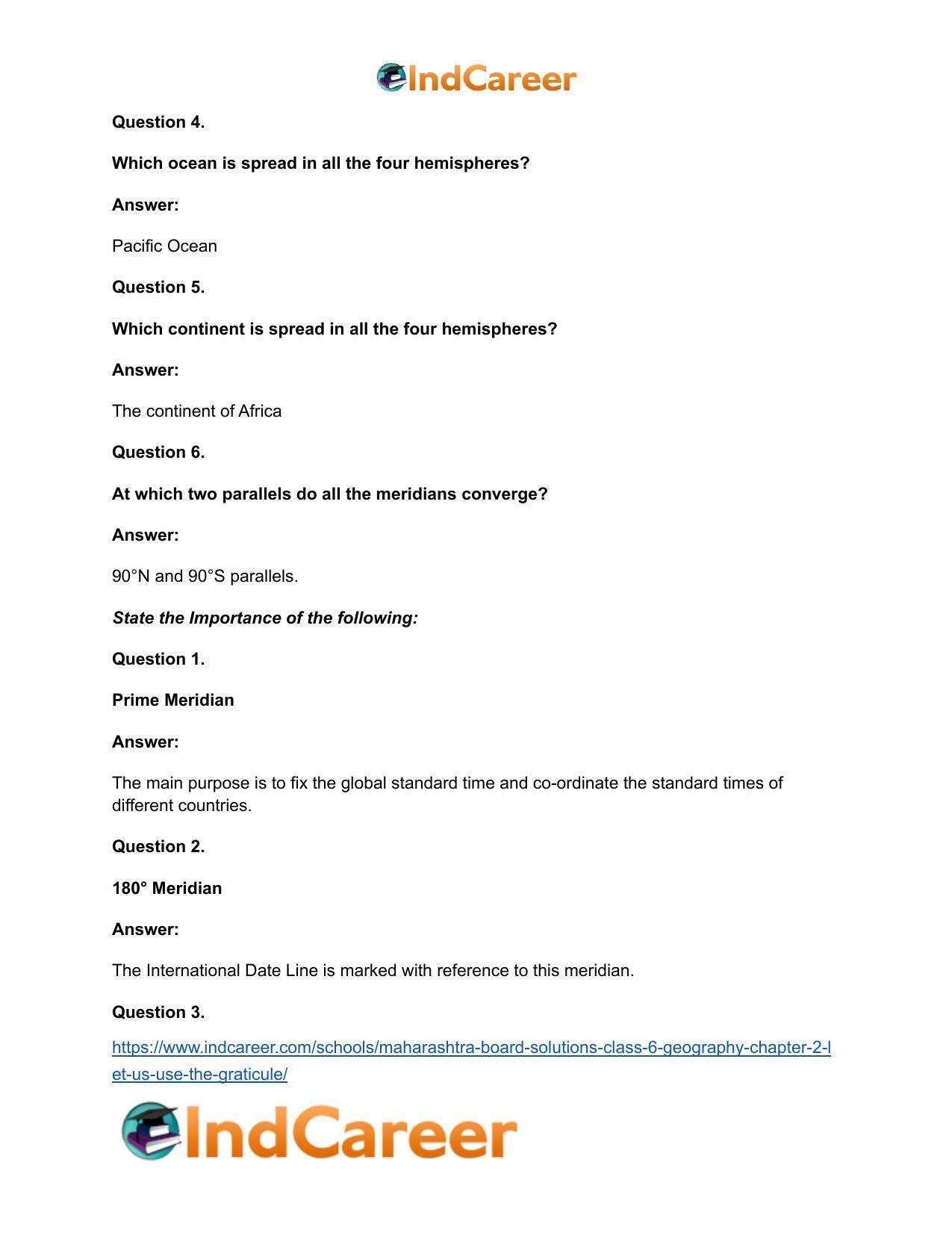 Maharashtra Board Solutions Class 6-Geography: Chapter 2- Let us Use the Graticule - Page 11