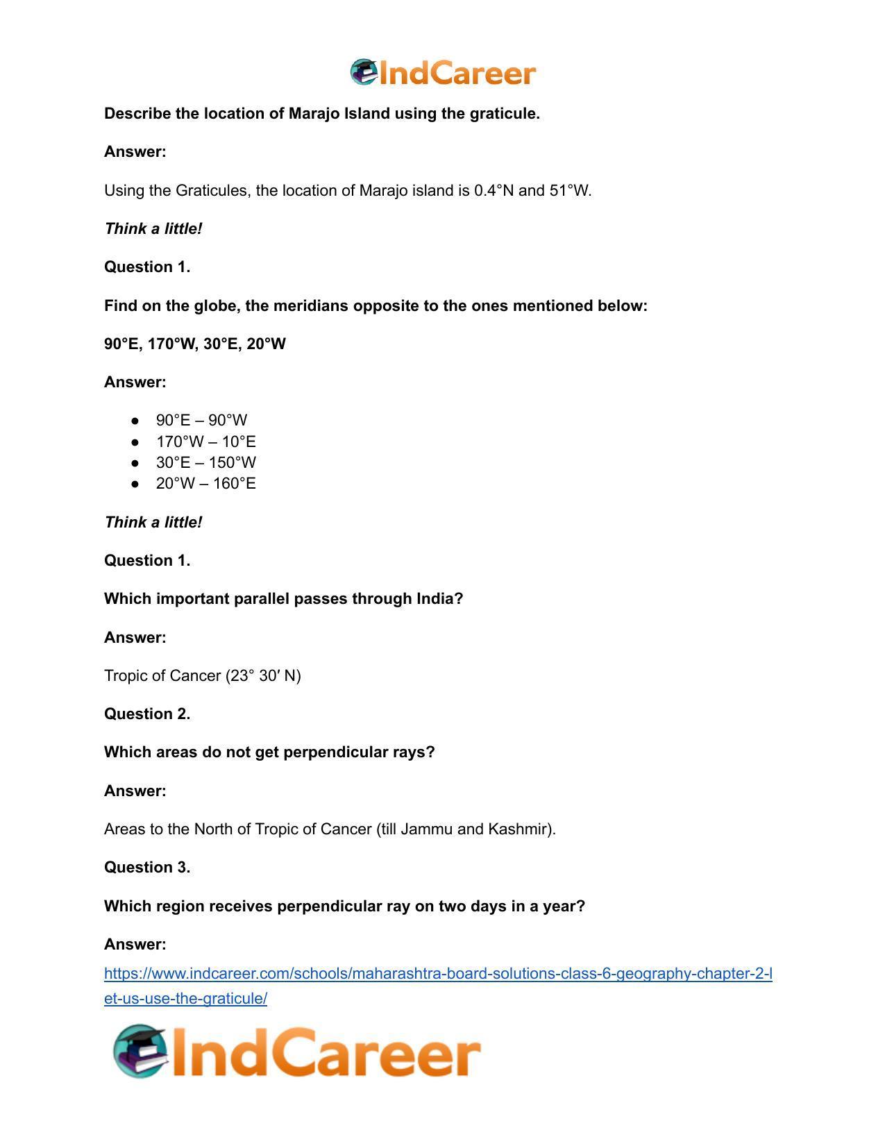 Maharashtra Board Solutions Class 6-Geography: Chapter 2- Let us Use the Graticule - Page 14