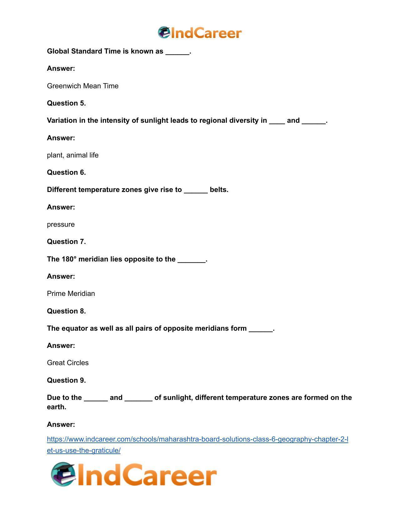 Maharashtra Board Solutions Class 6-Geography: Chapter 2- Let us Use the Graticule - Page 16