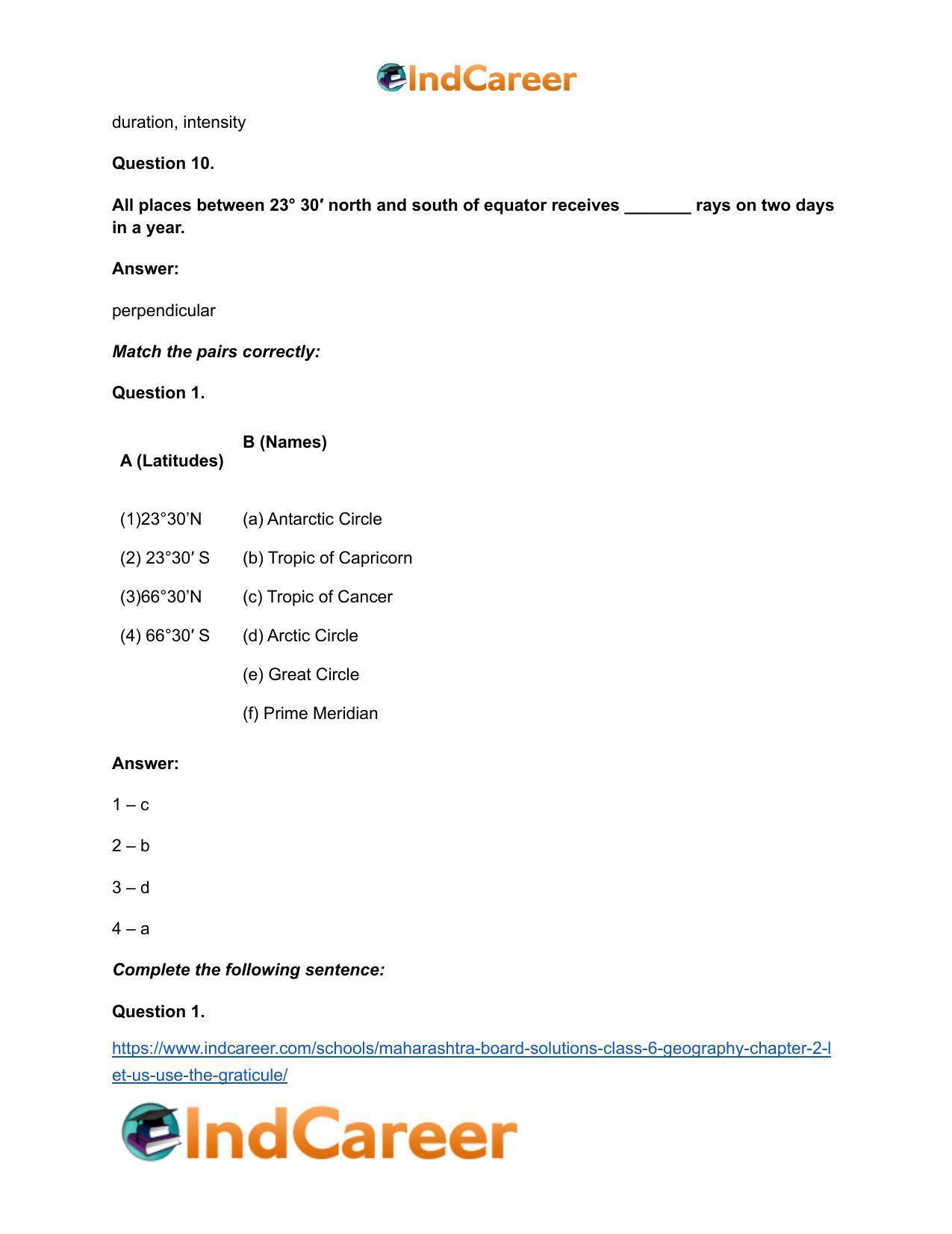Maharashtra Board Solutions Class 6-Geography: Chapter 2- Let us Use the Graticule - Page 17