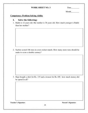 Worksheet for Class 3 Mathematics Assignment 43