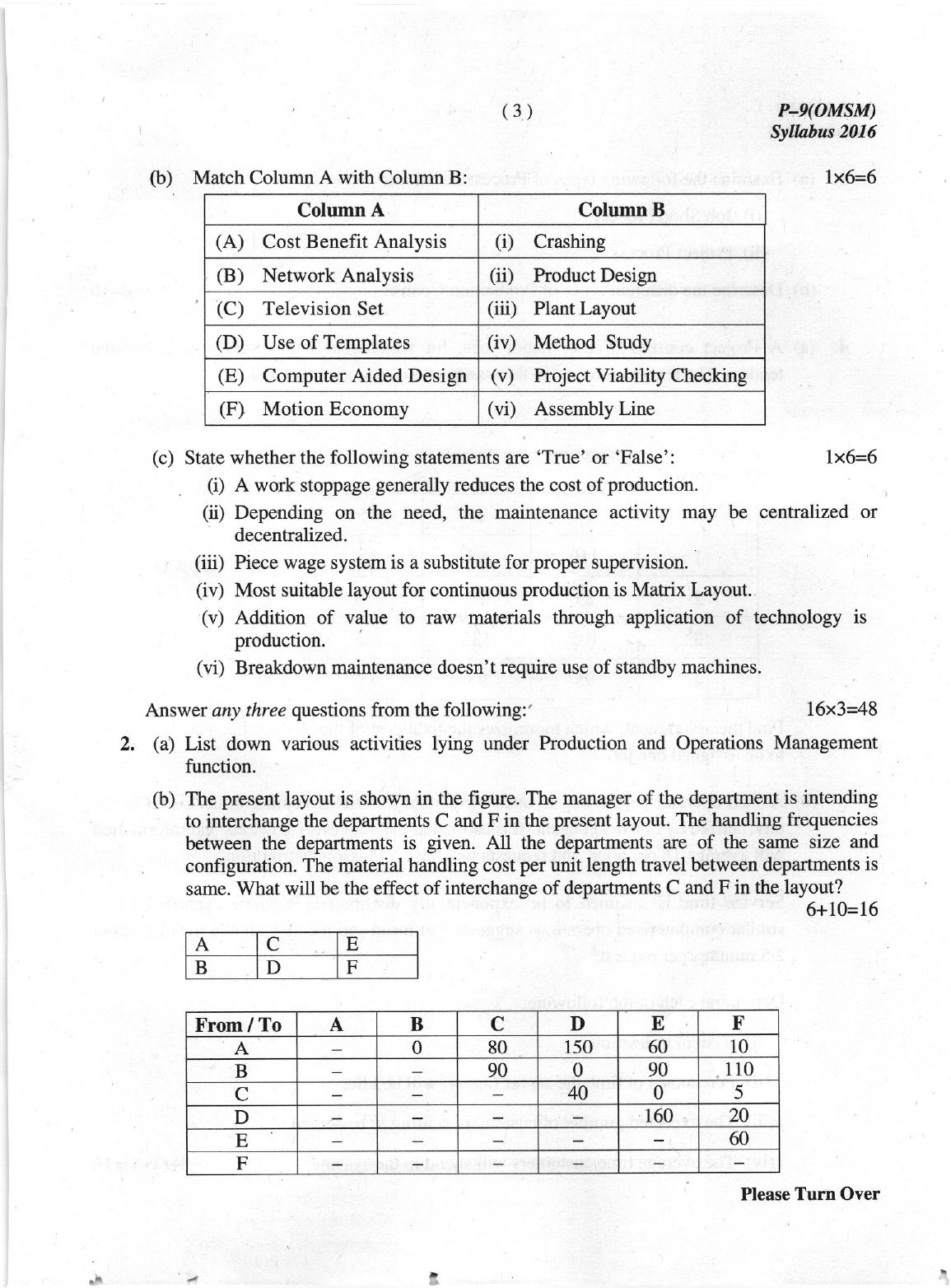 ICMAI June 2019 Operations Management and Strategic Management Question Paper  - Page 3