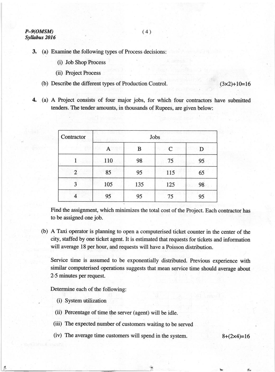 ICMAI June 2019 Operations Management and Strategic Management Question Paper  - Page 4