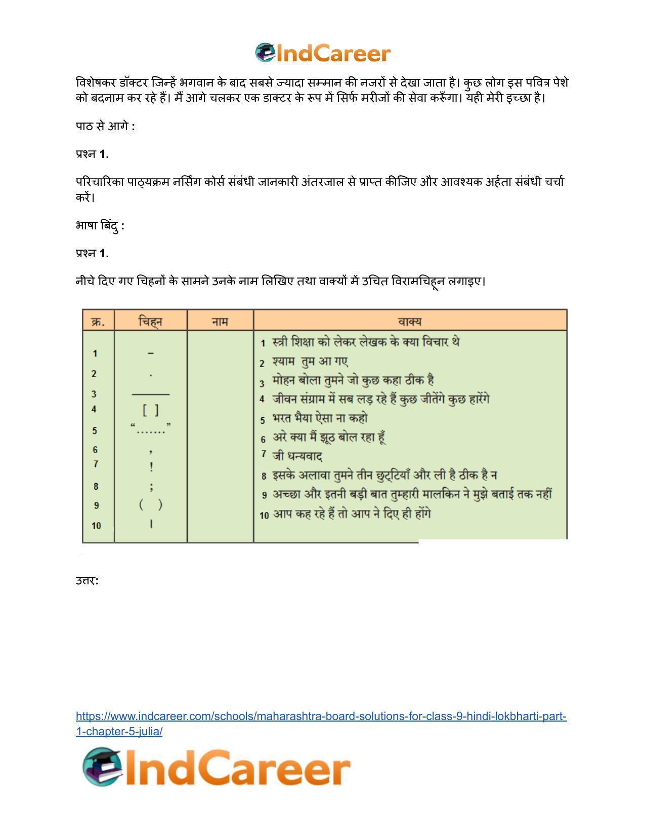 Maharashtra Board Solutions for Class 9- Hindi Lokbharti (Part 1): Chapter 5- जूलिया - Page 9