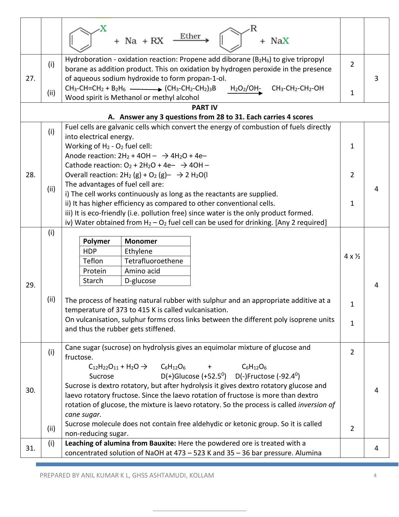 Kerala Plus Two 2022 Chemistry Model Answer Key - Page 4