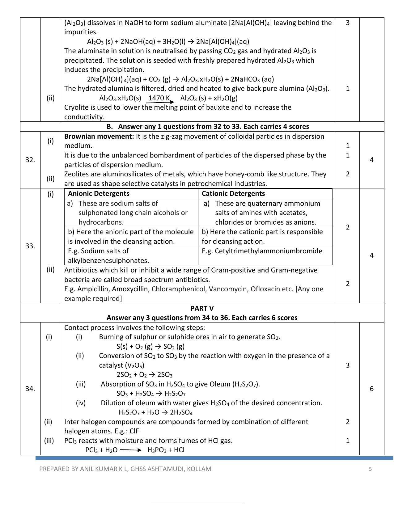 Kerala Plus Two 2022 Chemistry Model Answer Key - Page 5