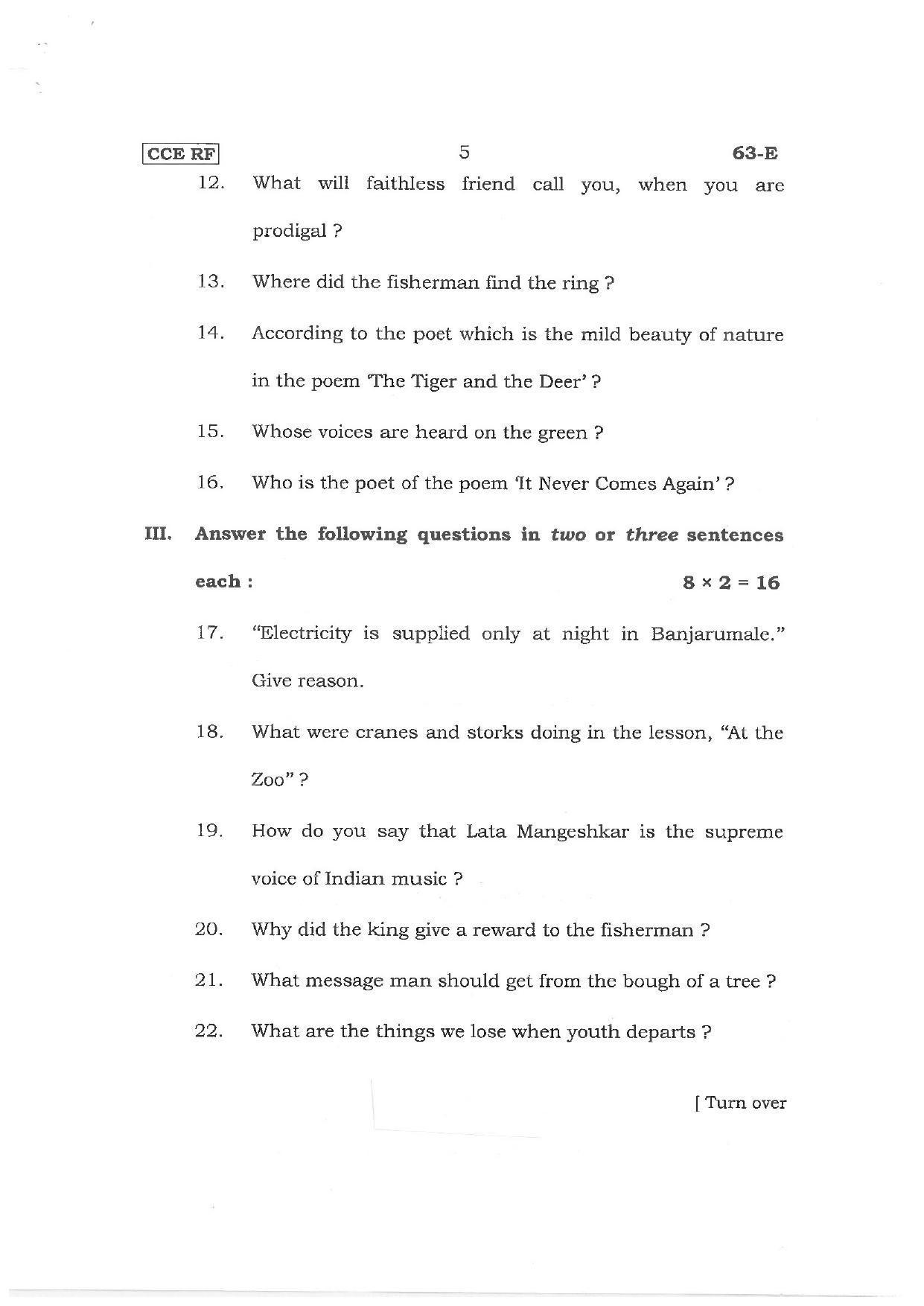 Karnataka SSLC Third Language English Preparatory Model Question Paper - Page 5