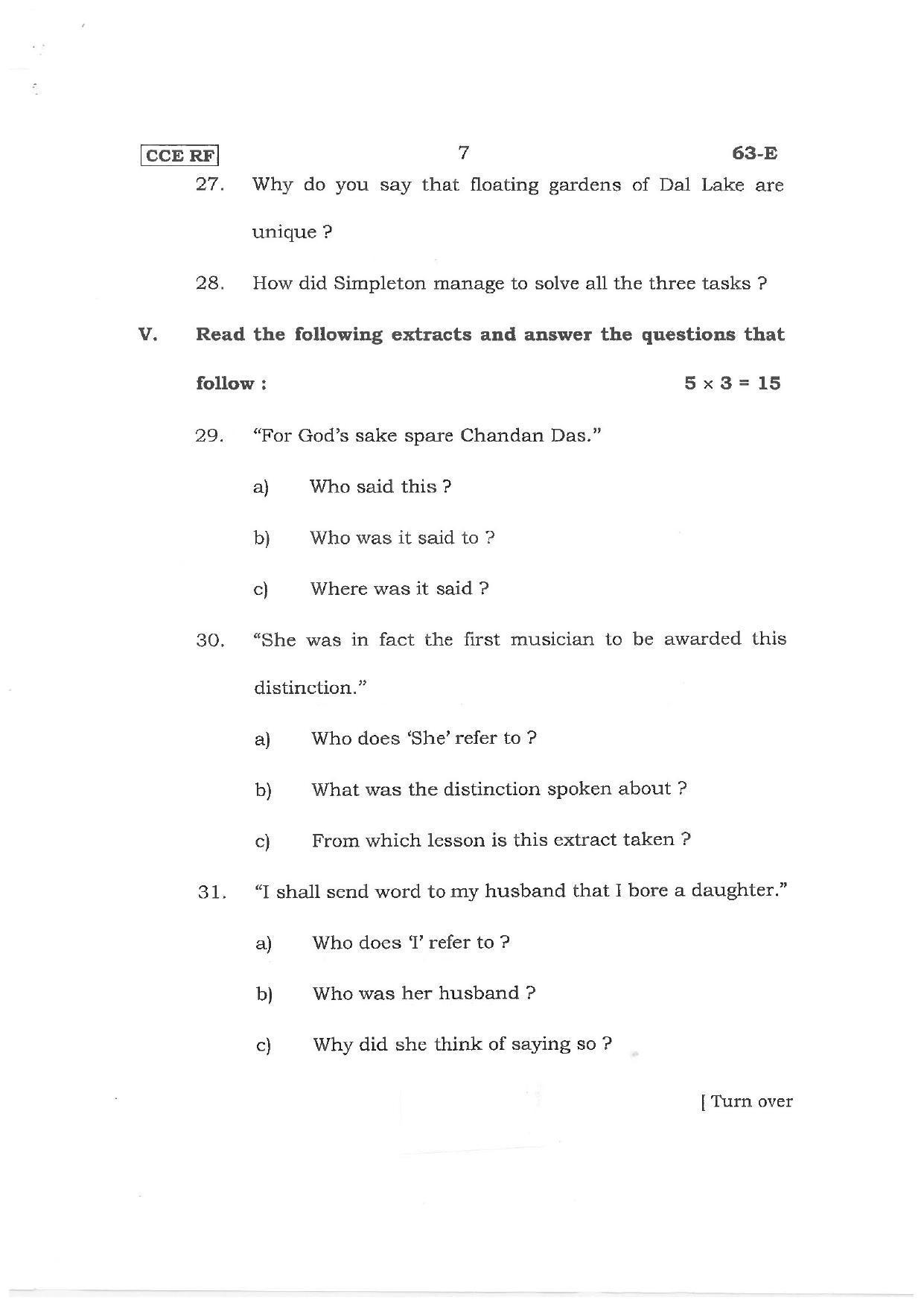 Karnataka SSLC Third Language English Preparatory Model Question Paper - Page 7
