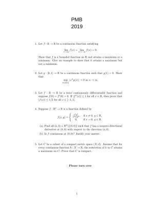 ISI Admission Test M.Math. PMB 2019 Sample Paper