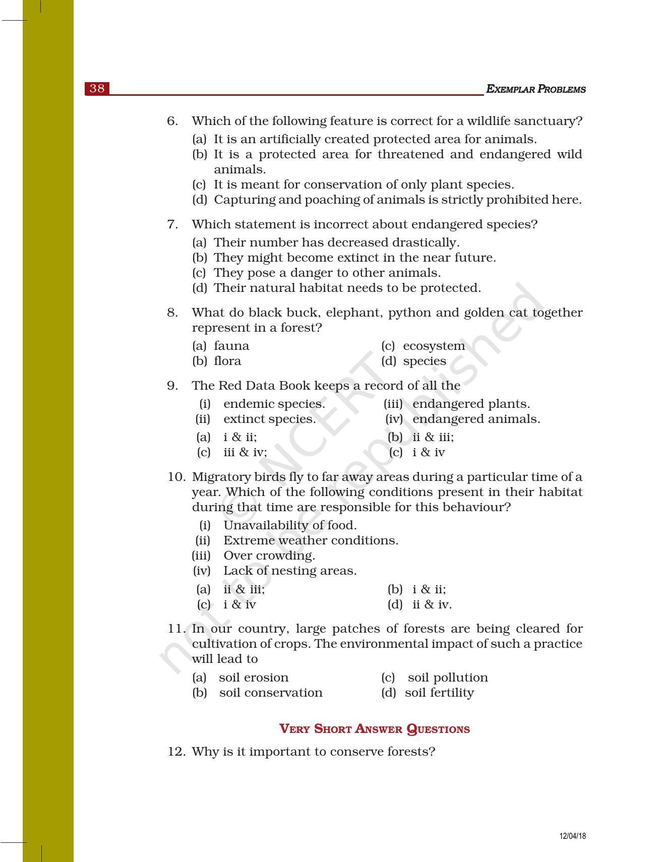 NCERT Exemplar Book for Class 8 Science: Chapter 7- Conservation of Plants and Animals - Page 2