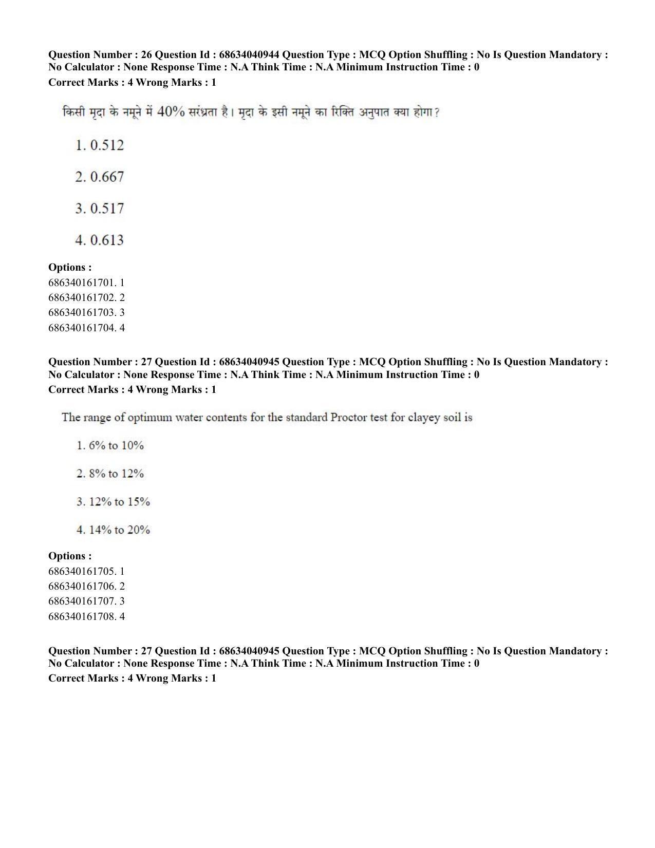 CUET PG 2023: MTQP02 – Civil, Structural & Transport Engg (Hin) - Shift 3 (30-06-2023) Question Paper - Page 28
