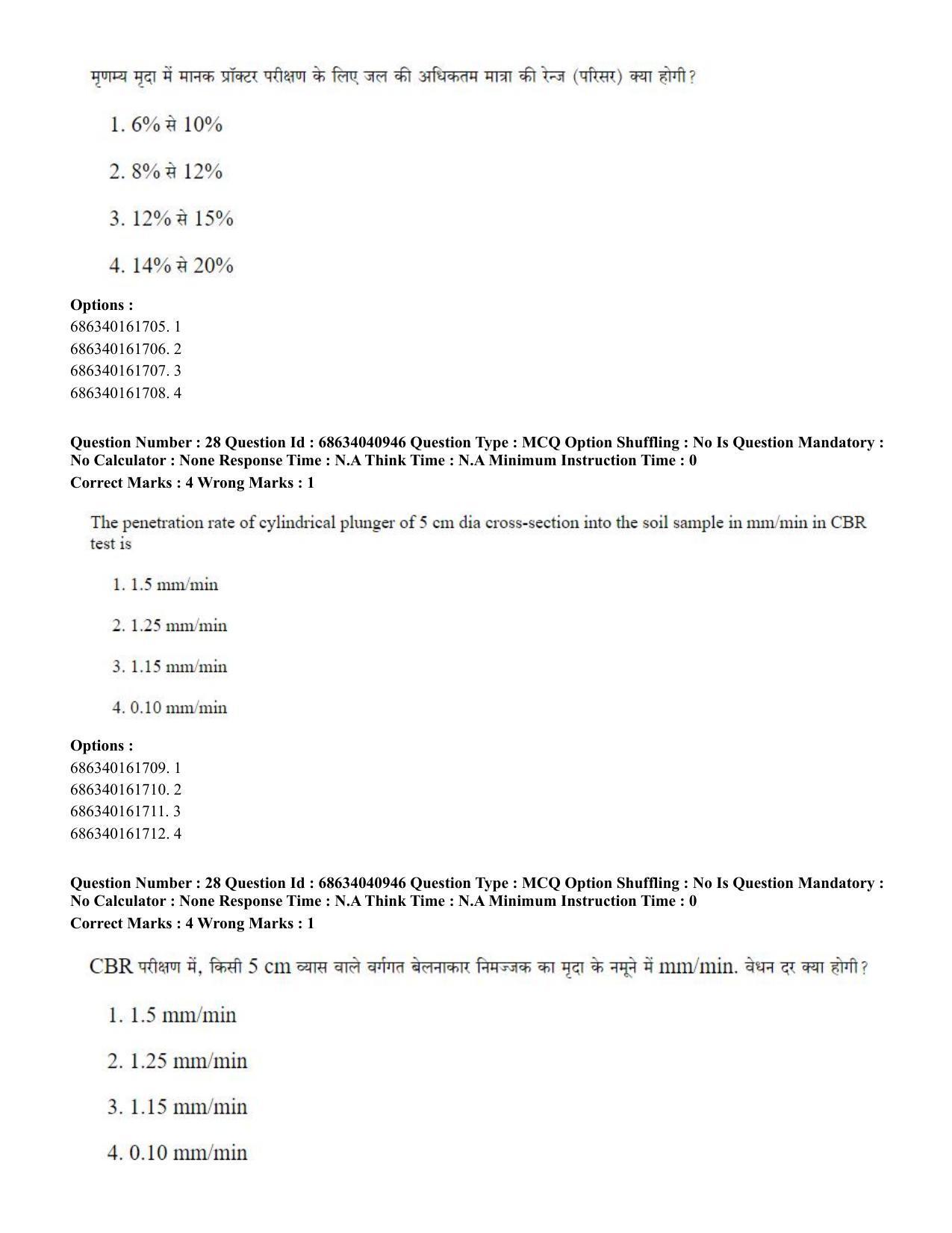 CUET PG 2023: MTQP02 – Civil, Structural & Transport Engg (Hin) - Shift 3 (30-06-2023) Question Paper - Page 29
