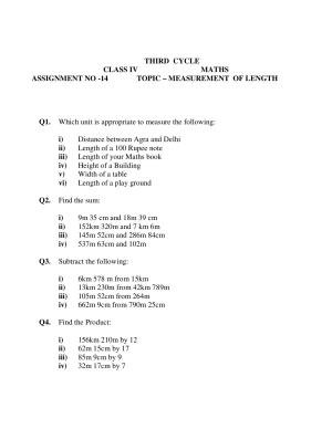 Worksheet for Class 4 Maths Assignment 17