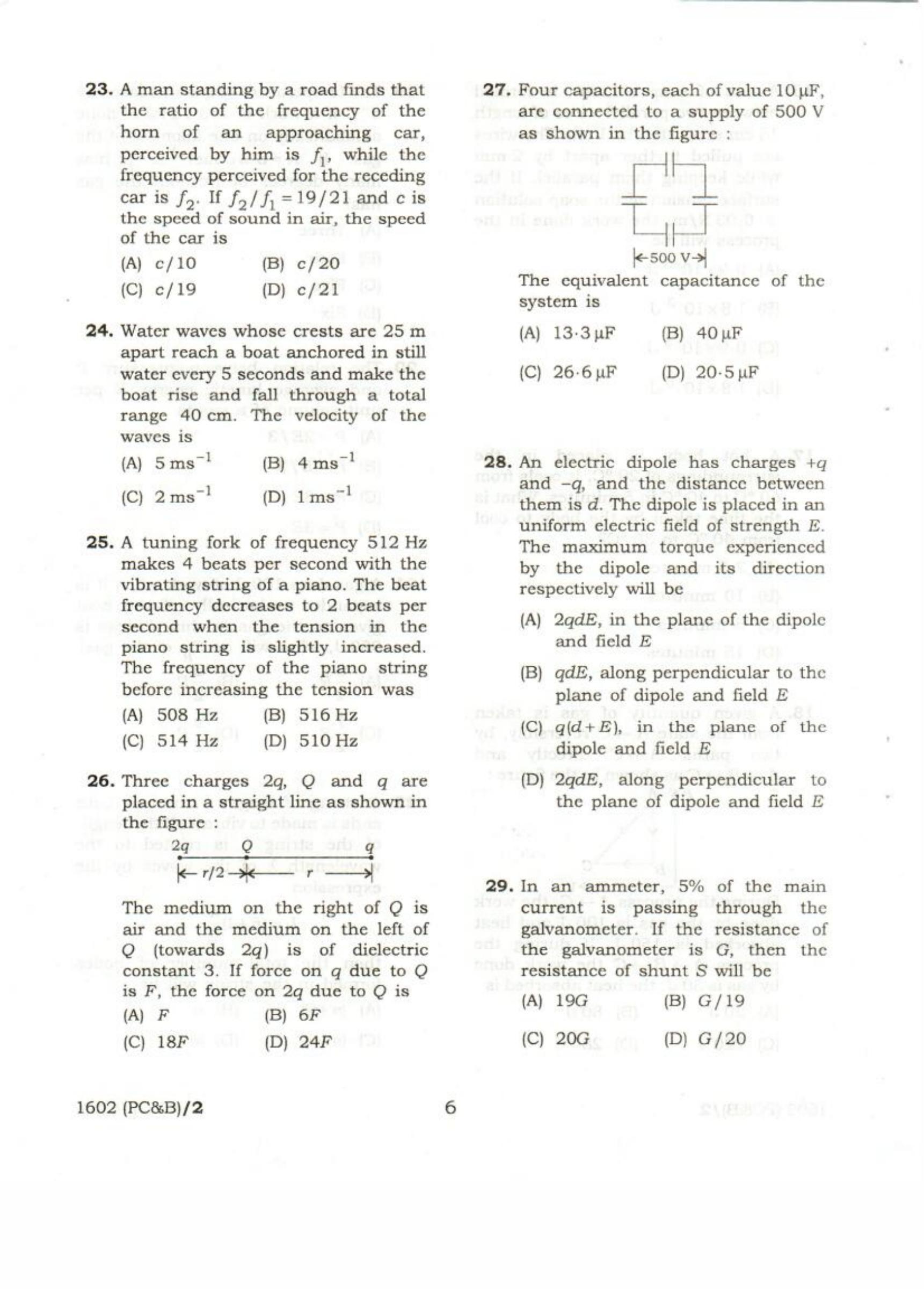 APJEE Physics, Chemistry & Biology 2016 Question Paper - Page 6