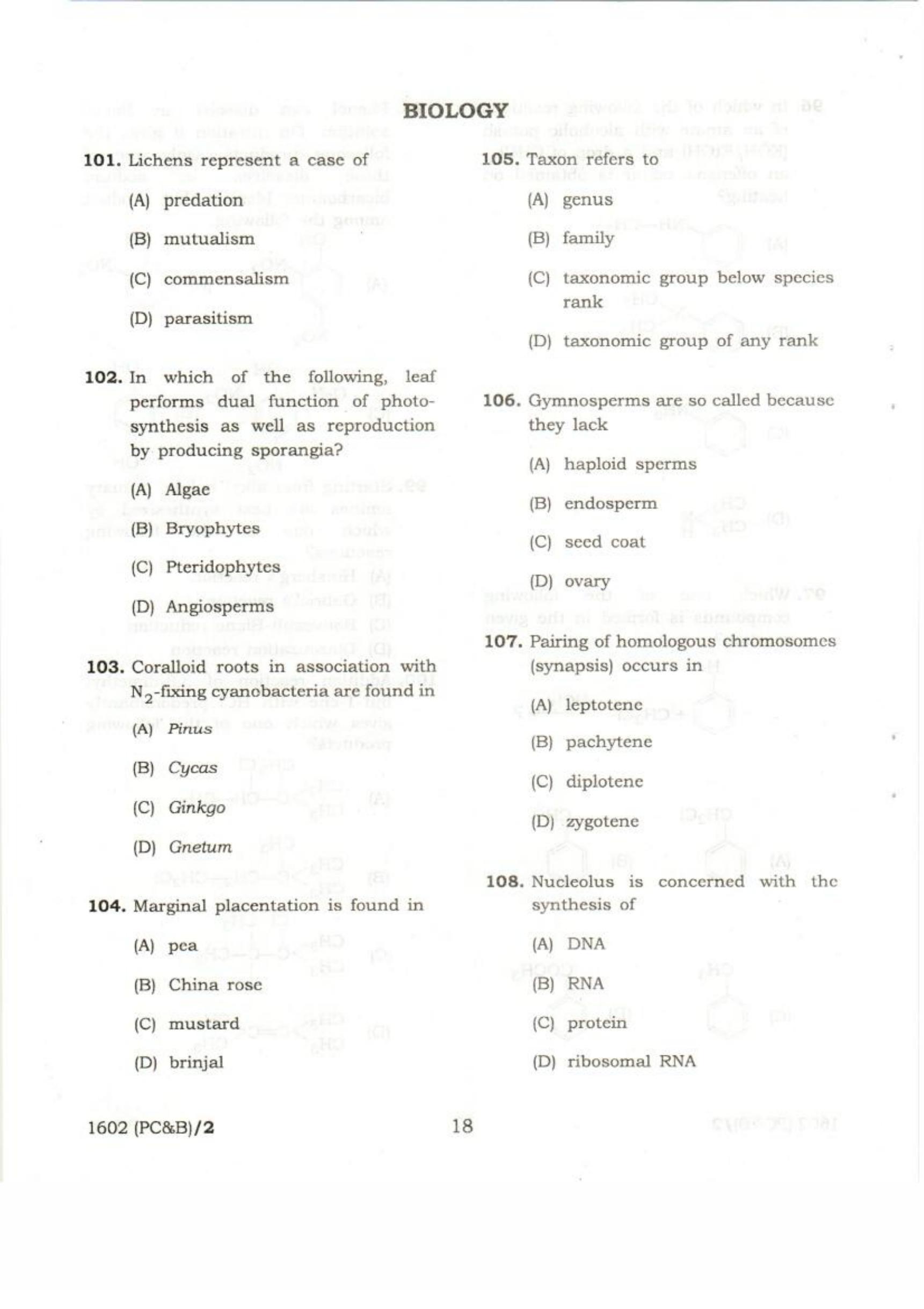APJEE Physics, Chemistry & Biology 2016 Question Paper - Page 18
