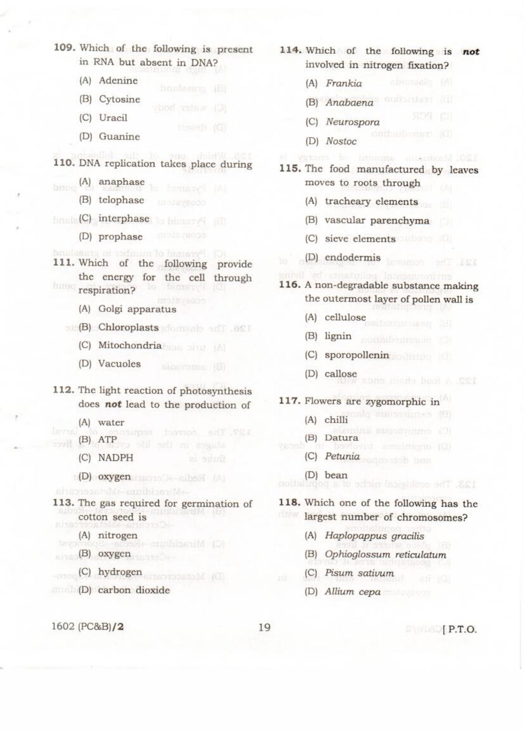 APJEE Physics, Chemistry & Biology 2016 Question Paper - Page 19