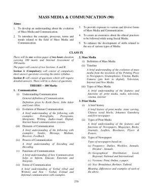 ICSE Mass Media and Communication Syllabus 2026
