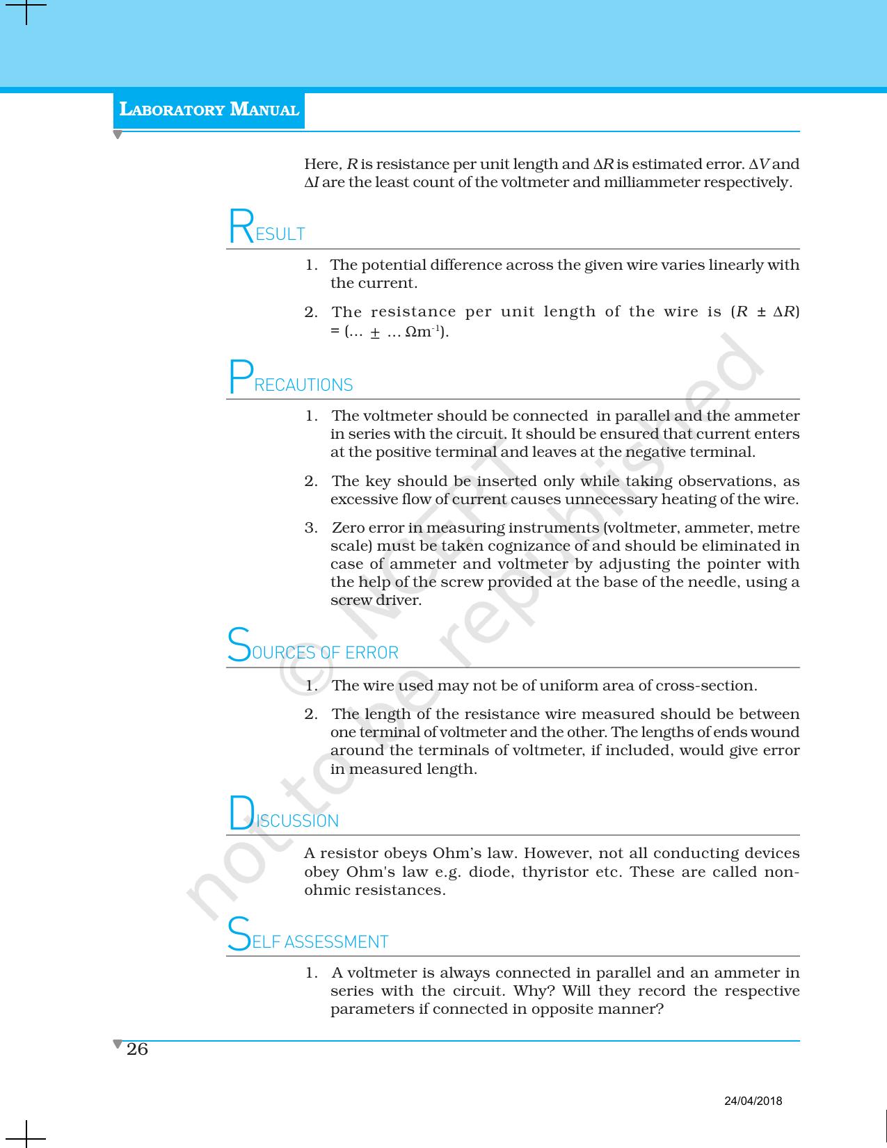 NCERT Laboratory Manuals for Class XII Physics - Experiment 1 & 2 - Page 4