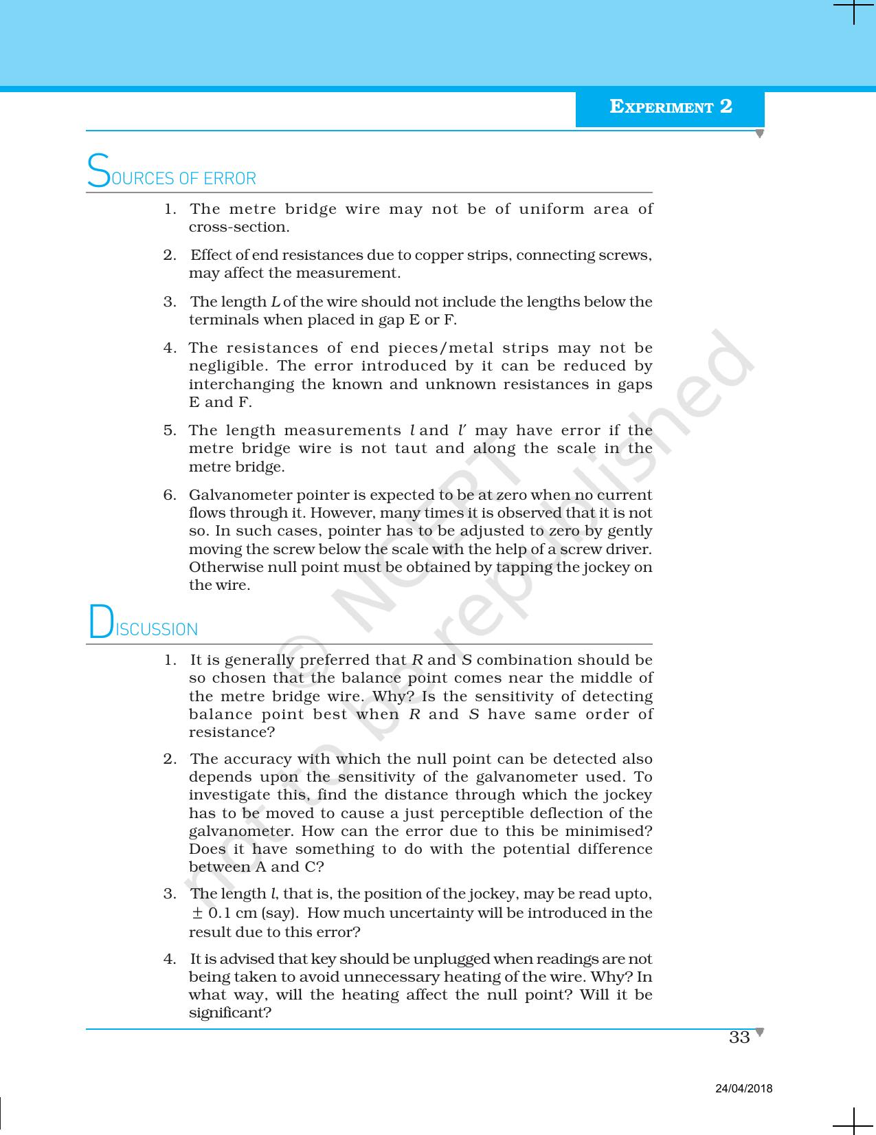 NCERT Laboratory Manuals for Class XII Physics - Experiment 1 & 2 - Page 11