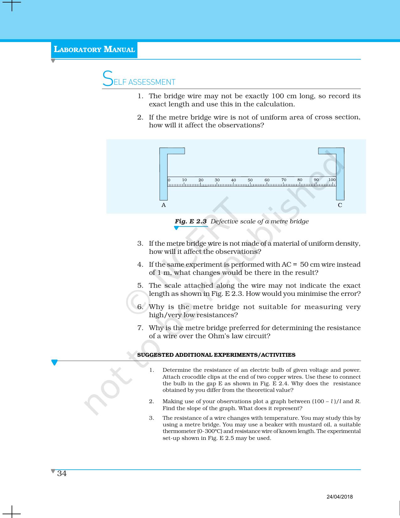 NCERT Laboratory Manuals for Class XII Physics - Experiment 1 & 2 - Page 12