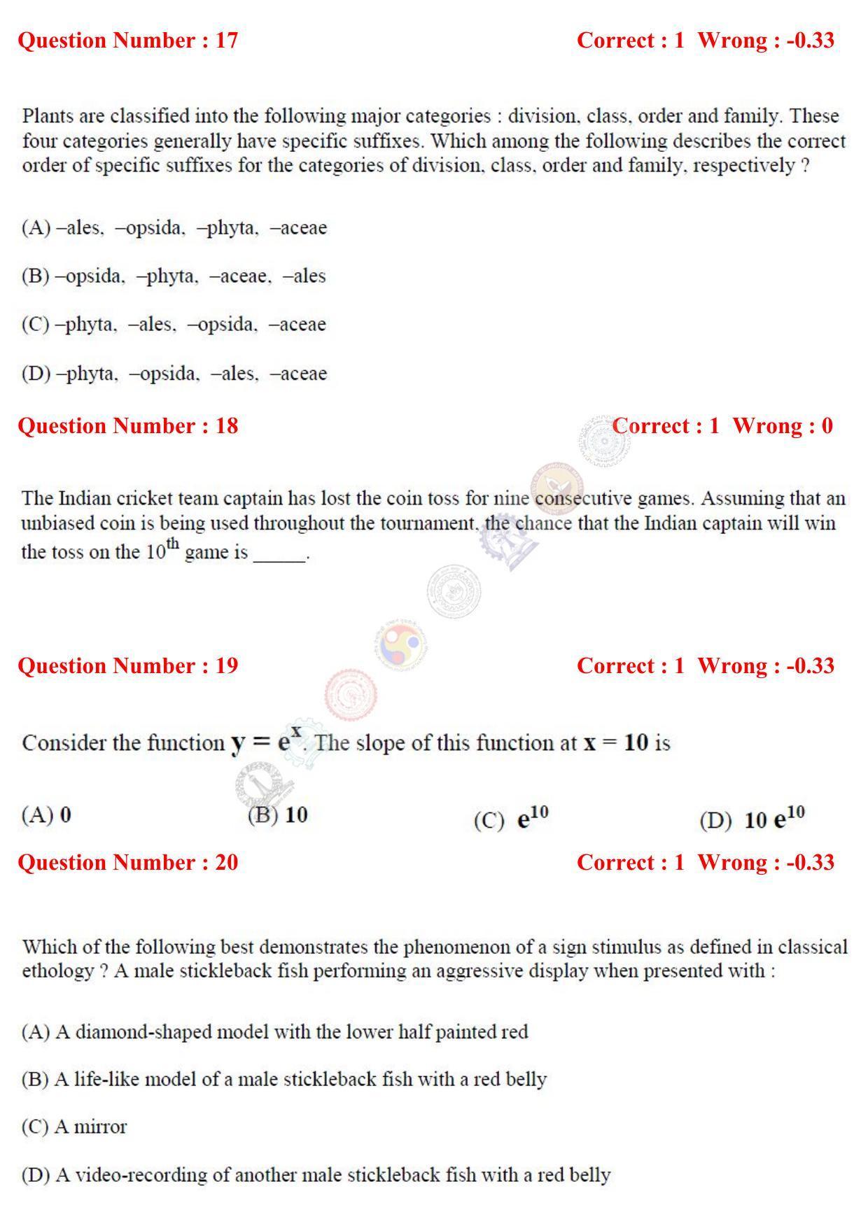GATE 2017 Ecology and Evolution (EY) Question Paper with Answer Key - Page 8