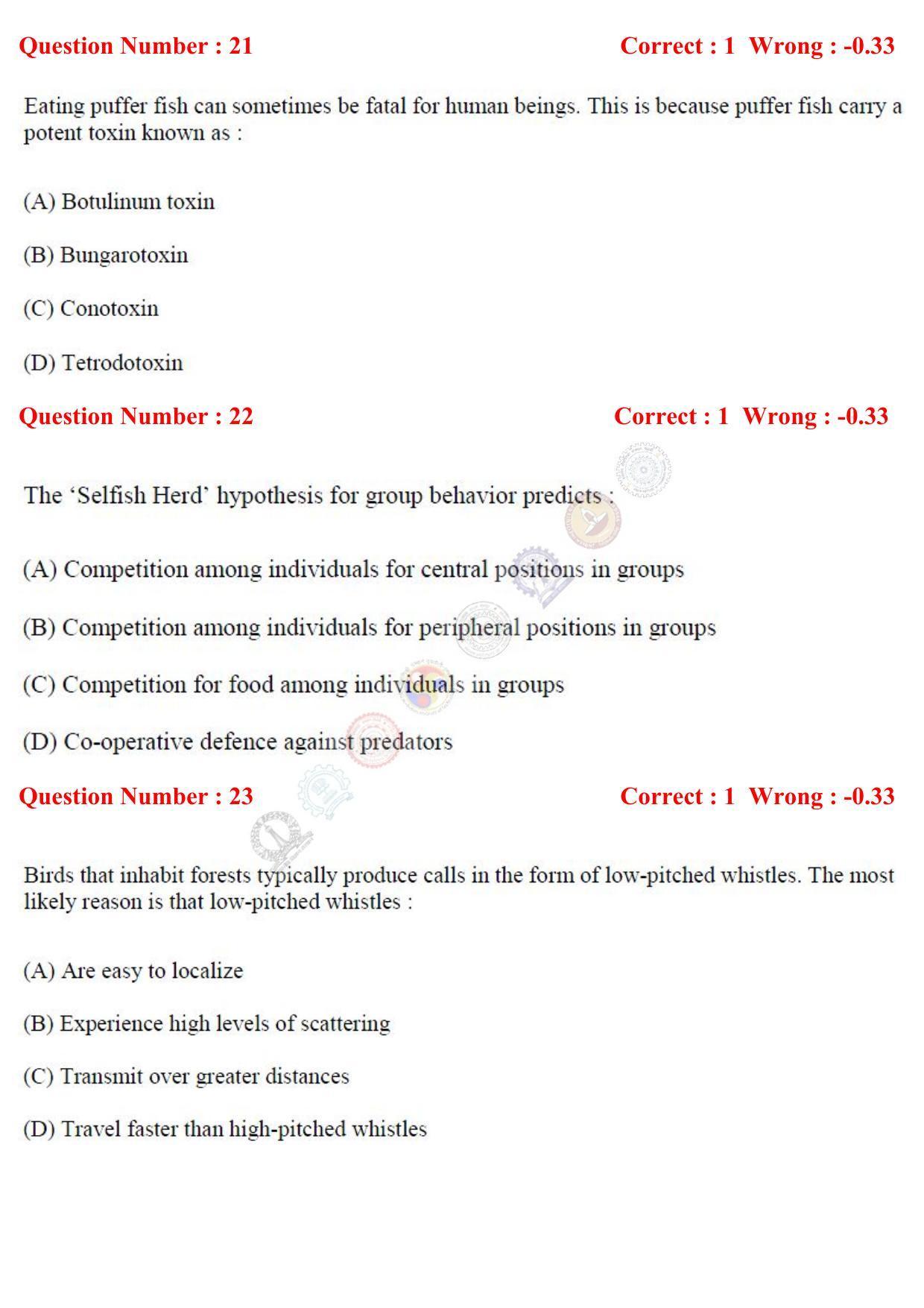 GATE 2017 Ecology and Evolution (EY) Question Paper with Answer Key - Page 9