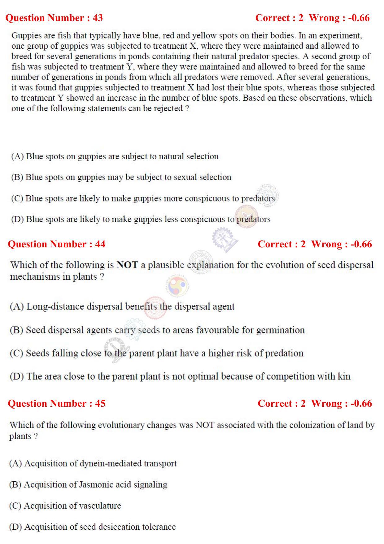GATE 2017 Ecology and Evolution (EY) Question Paper with Answer Key - Page 18