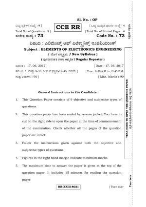 Karnataka SSLC ELEMENTS OF ELECTRONICS ENGINEERING - (73 RR_j3) (Supplementary) June 2017 Question Paper