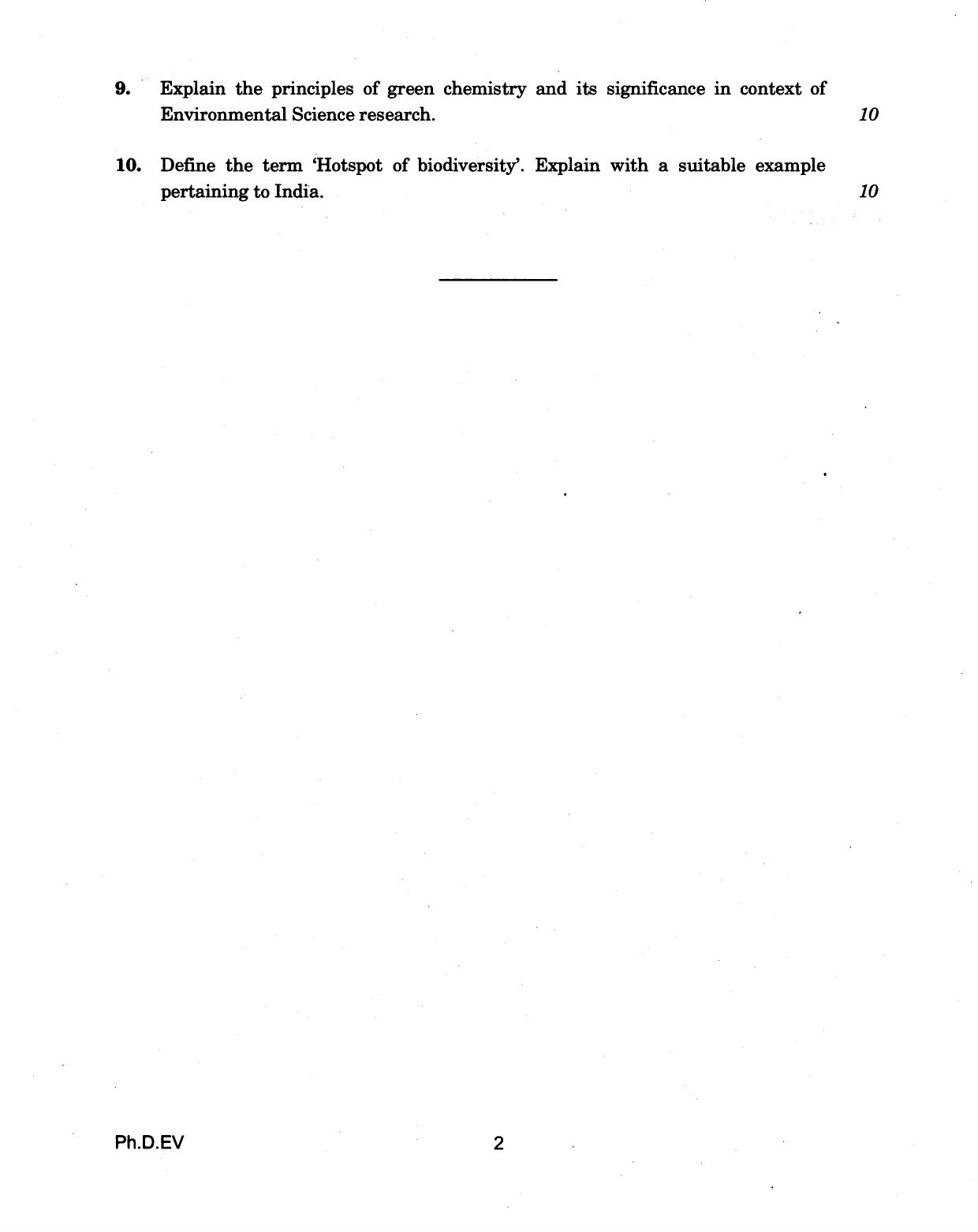 IGNOU PhD Entrance Test Ph.D (Environmental Science) 2018 Question Paper - Page 2