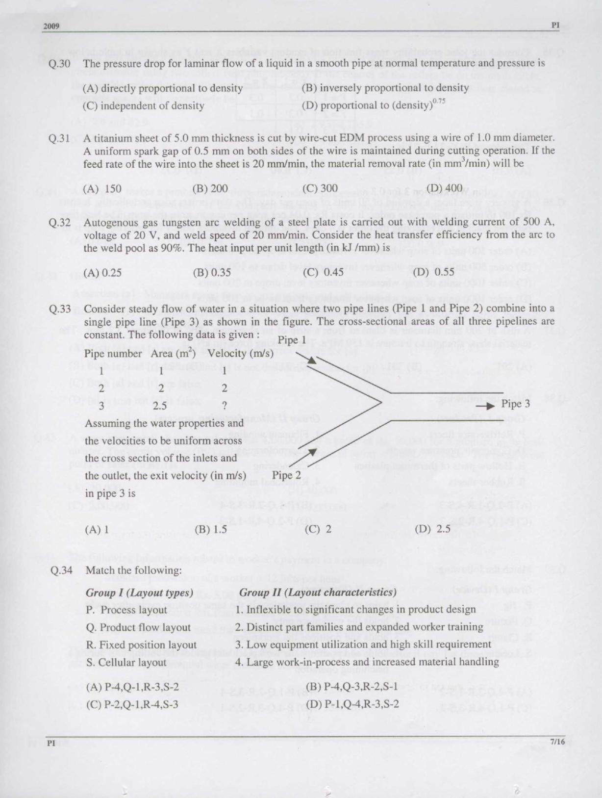 GATE 2009 Production and Industrial Engineering (PI) Question Paper with Answer Key - Page 7