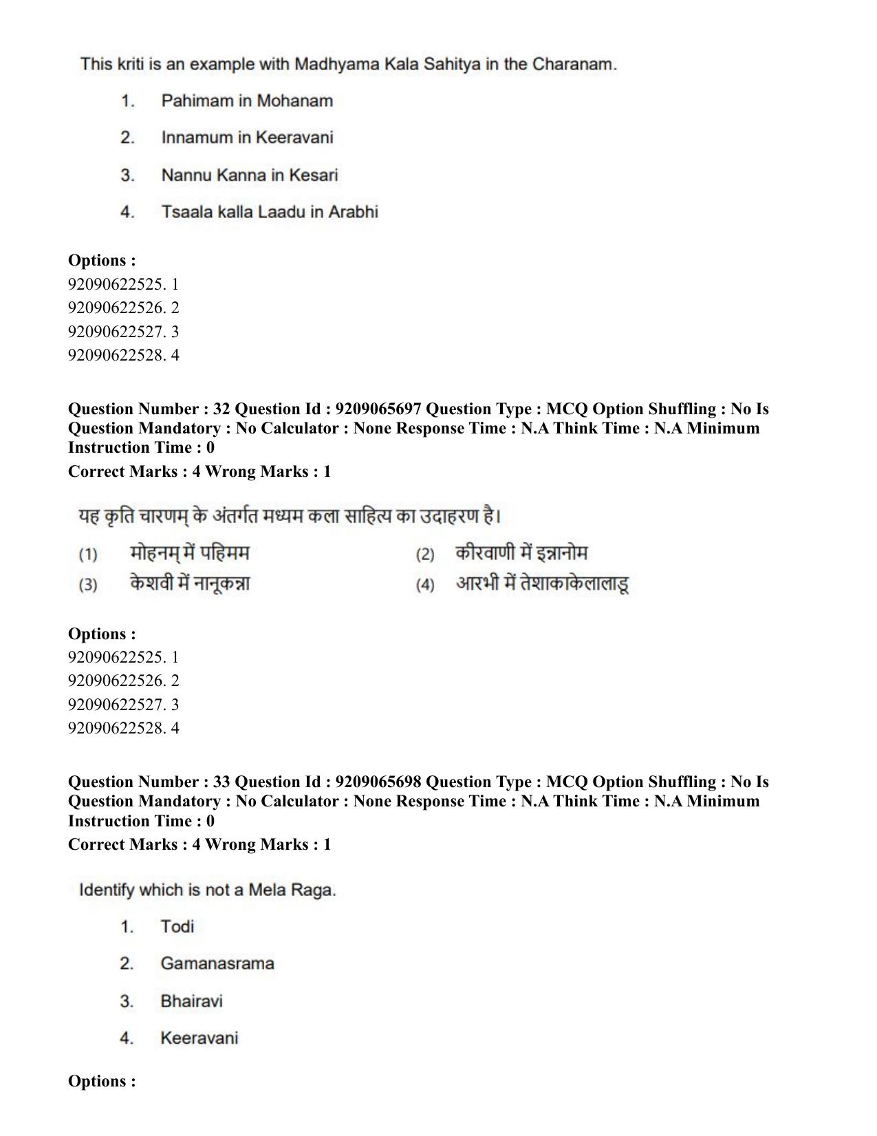 CUET PG 2023: HUQP12 – Music- Karnatak (Eng.)-Shift-3 (06-06-2023) Question Paper - Page 33