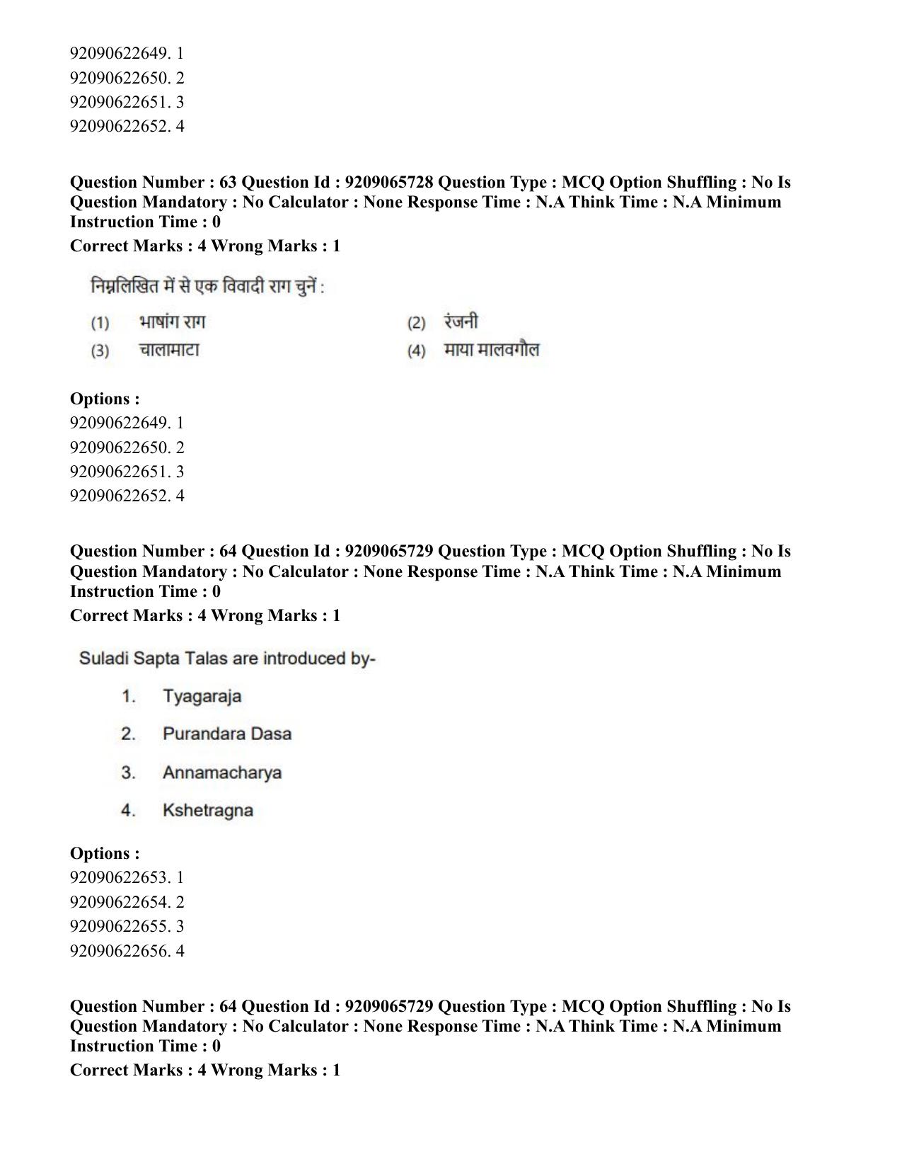 CUET PG 2023: HUQP12 – Music- Karnatak (Eng.)-Shift-3 (06-06-2023) Question Paper - Page 58