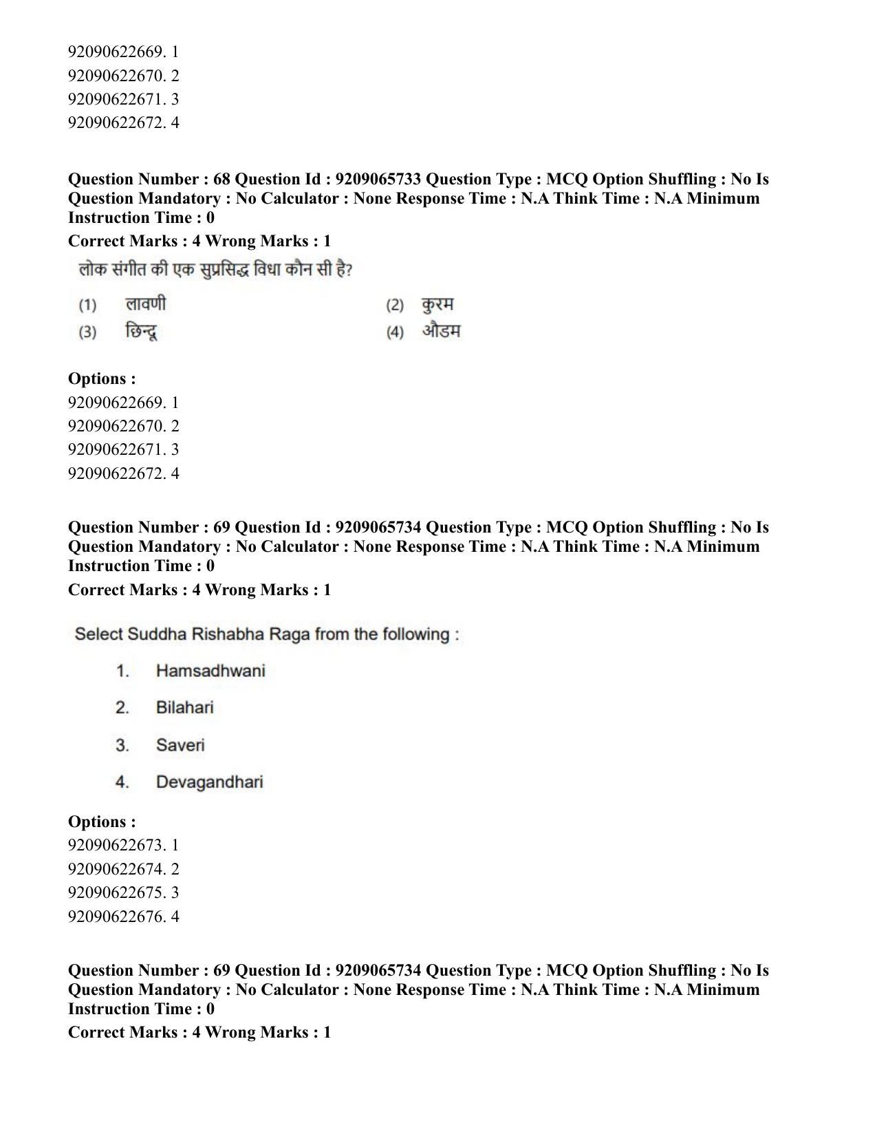 CUET PG 2023: HUQP12 – Music- Karnatak (Eng.)-Shift-3 (06-06-2023) Question Paper - Page 62