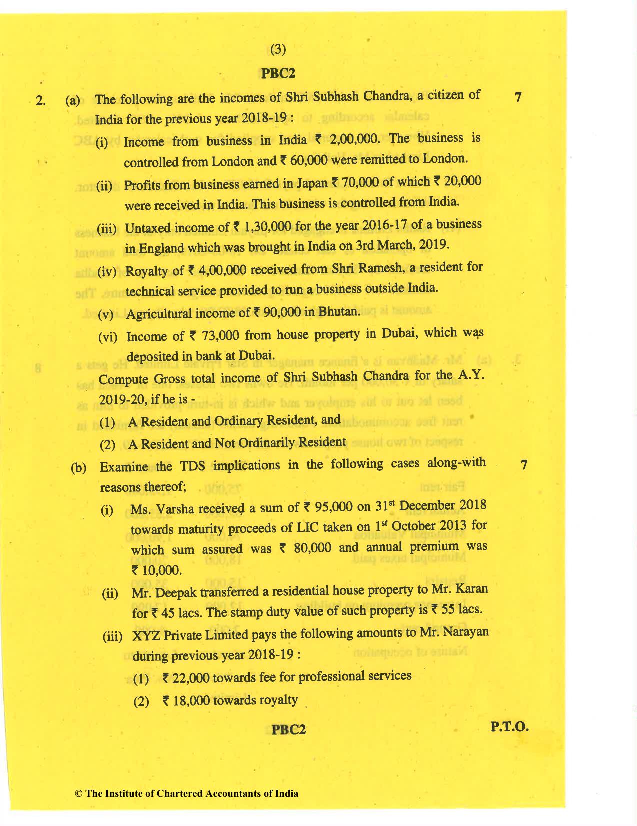 CA Inter May 2019 Question Paper - Paper 4 – Taxation - Page 3