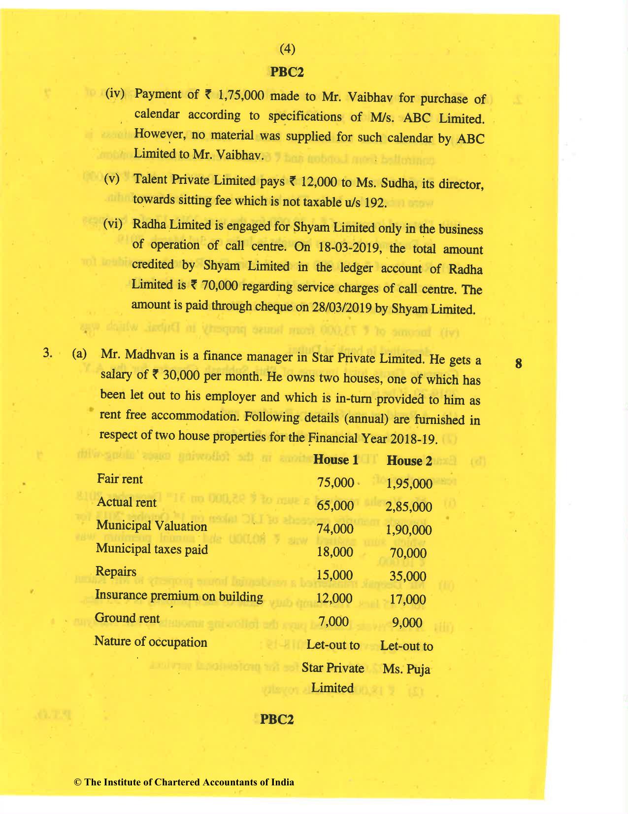 CA Inter May 2019 Question Paper - Paper 4 – Taxation - Page 4