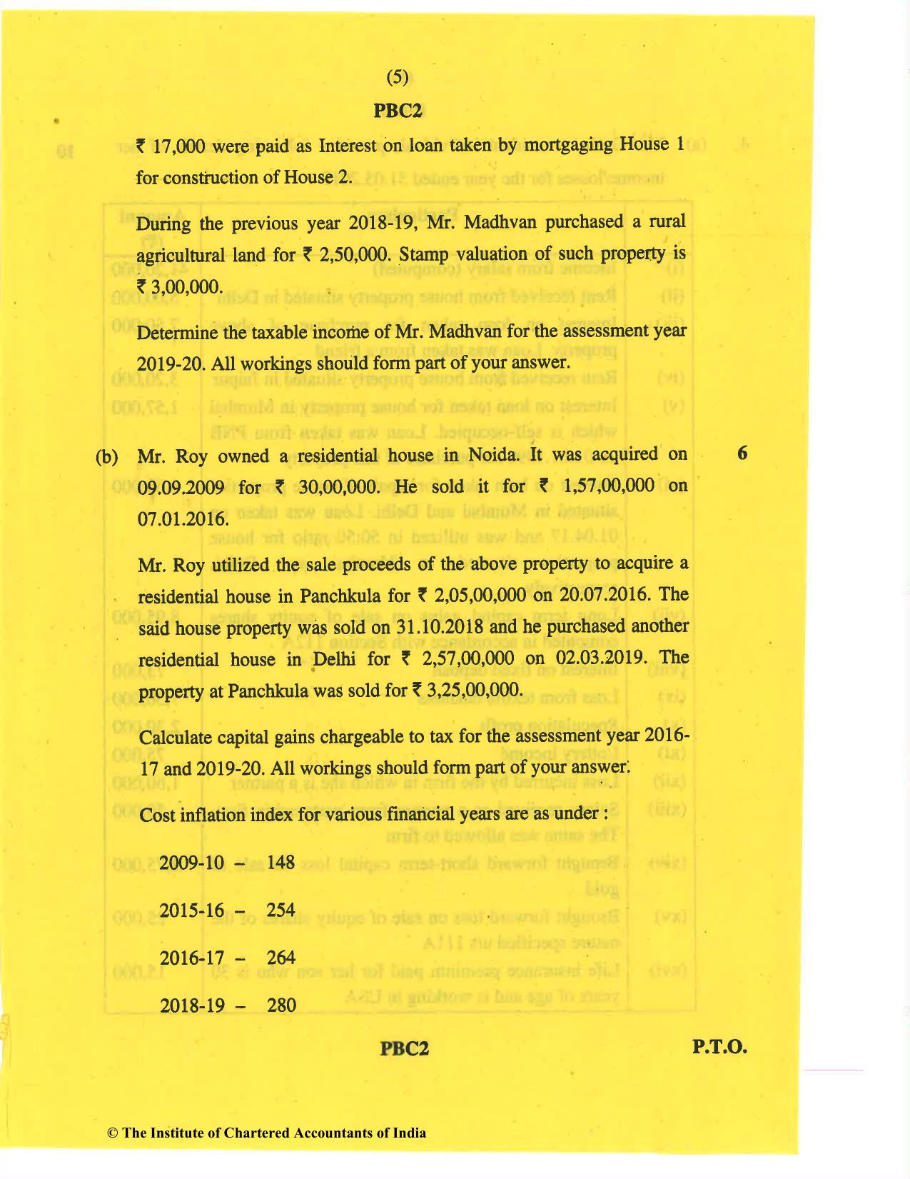 CA Inter May 2019 Question Paper - Paper 4 – Taxation - Page 5