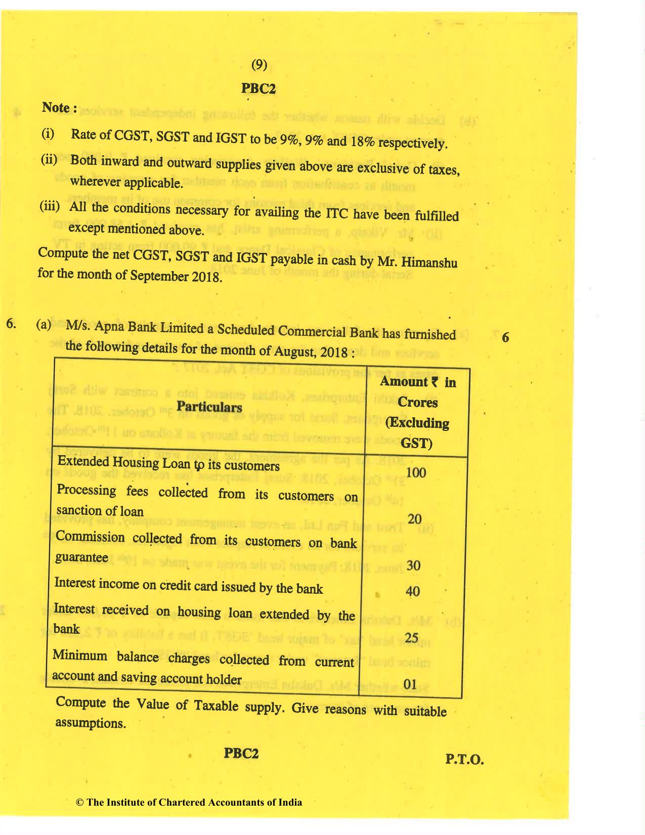 CA Inter May 2019 Question Paper - Paper 4 – Taxation - Page 9