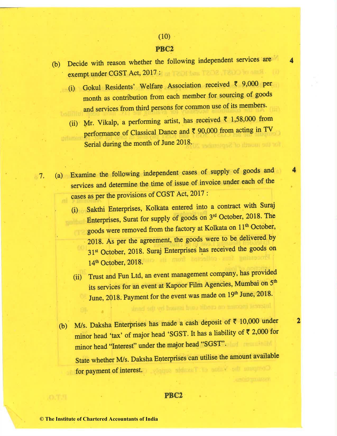 CA Inter May 2019 Question Paper - Paper 4 – Taxation - Page 10