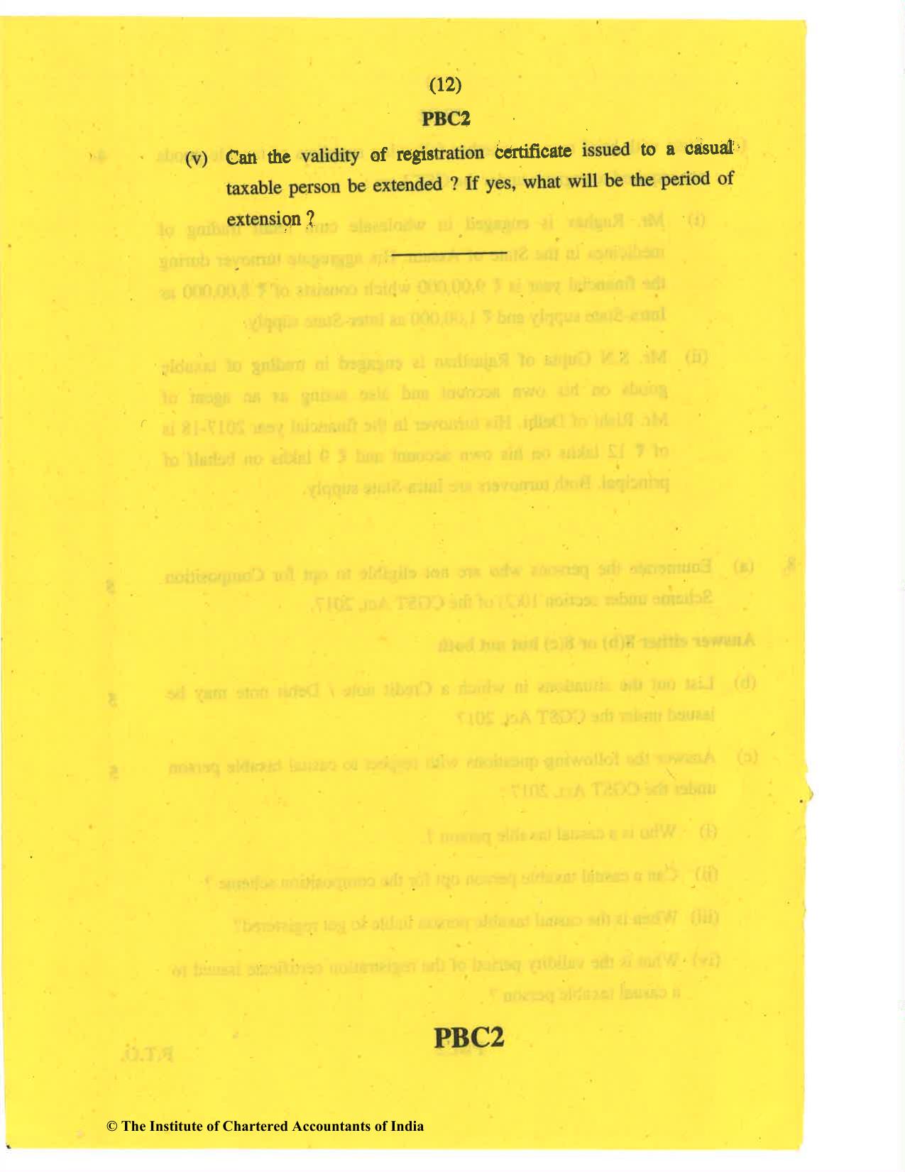 CA Inter May 2019 Question Paper - Paper 4 – Taxation - Page 12