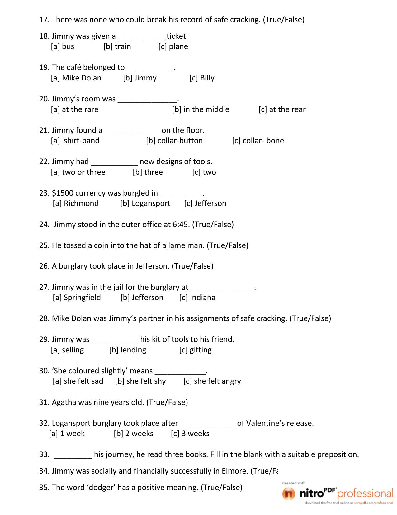 CBSE Class 8 English Worksheet One More Chance Assignment - Page 2