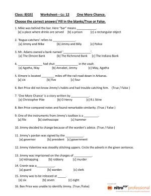 CBSE Class 8 English Worksheet One More Chance Assignment