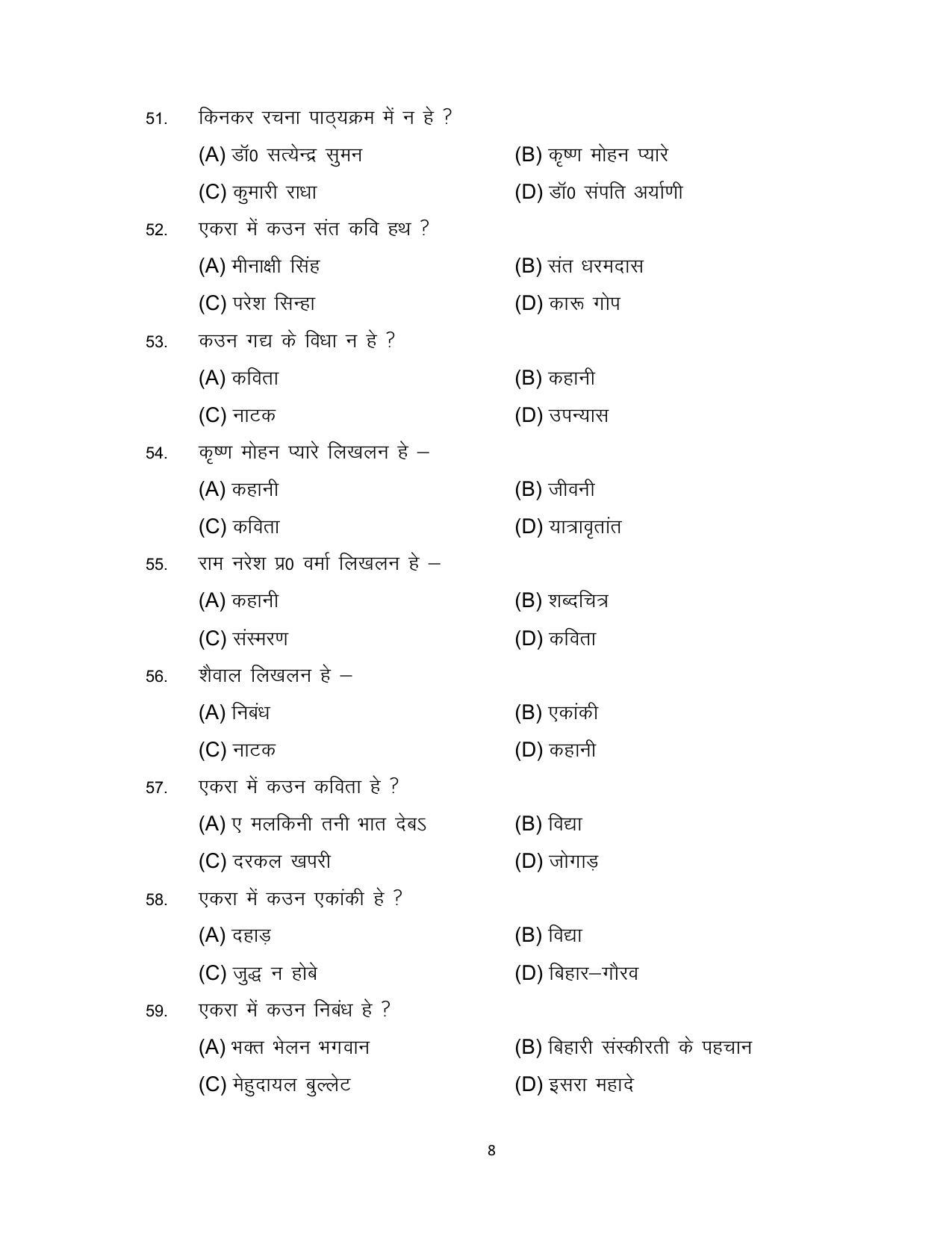 Bihar Board Class 12 Magahi Model Paper - Page 8