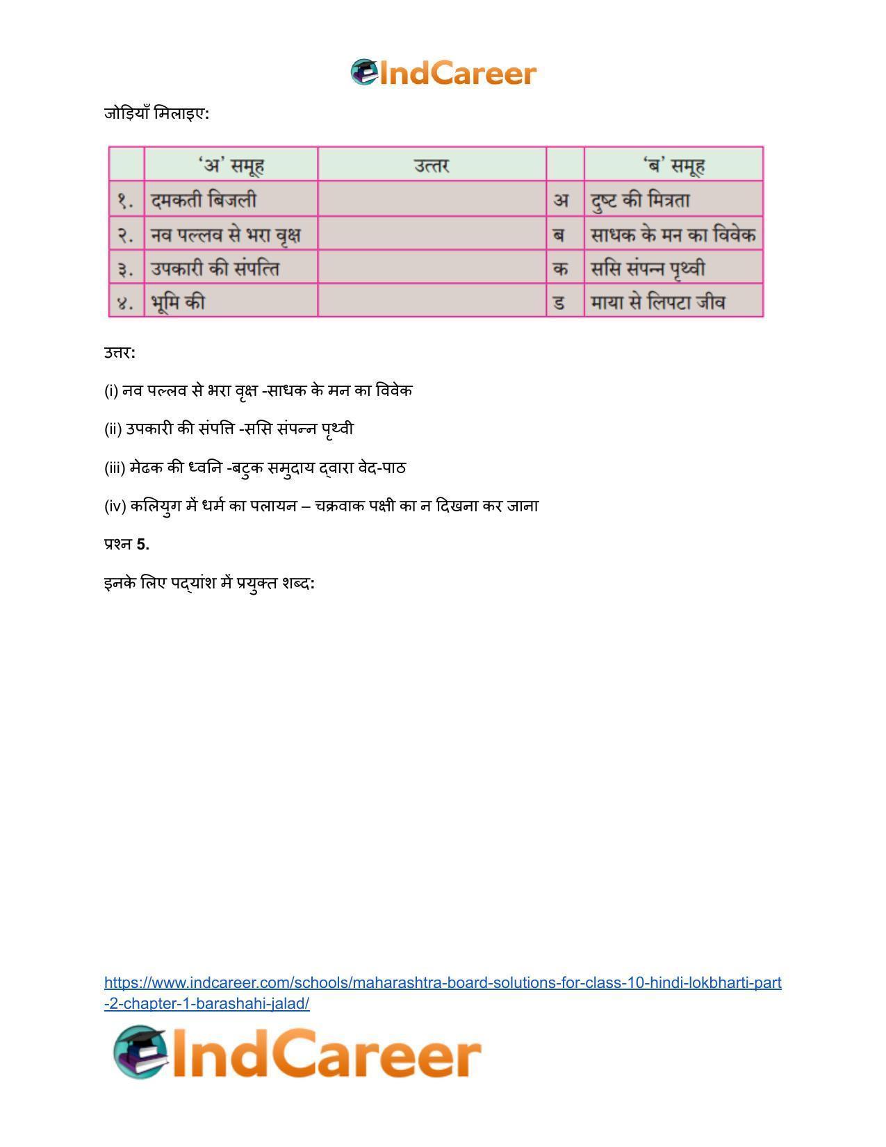 Maharashtra Board Solutions for Class 10- Hindi Lokbharti (Part 2): Chapter 1- बरषहिं जलद - Page 4