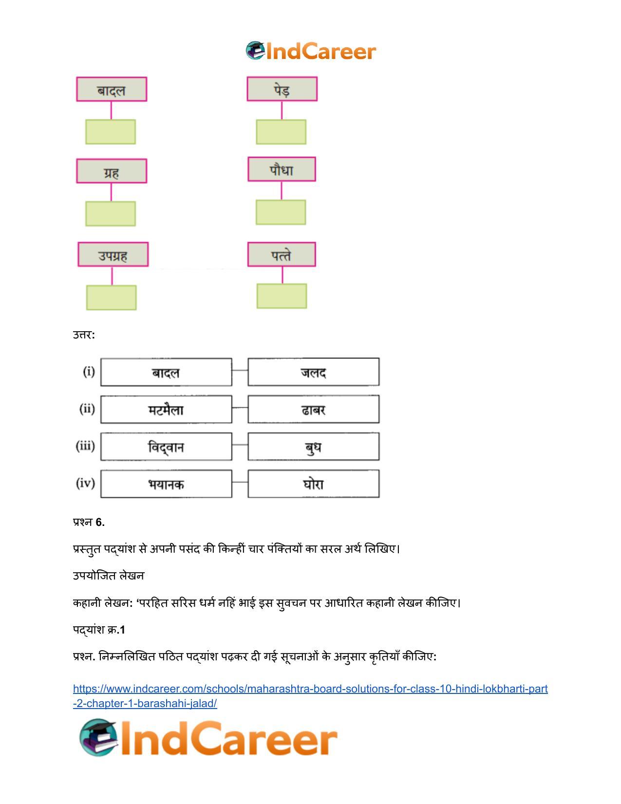 Maharashtra Board Solutions for Class 10- Hindi Lokbharti (Part 2): Chapter 1- बरषहिं जलद - Page 5