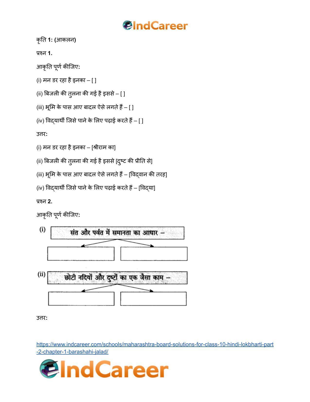 Maharashtra Board Solutions for Class 10- Hindi Lokbharti (Part 2): Chapter 1- बरषहिं जलद - Page 6
