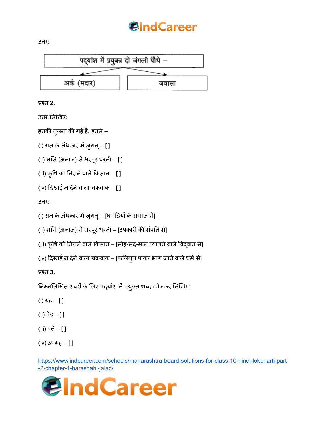 Maharashtra Board Solutions for Class 10- Hindi Lokbharti (Part 2): Chapter 1- बरषहिं जलद - Page 11