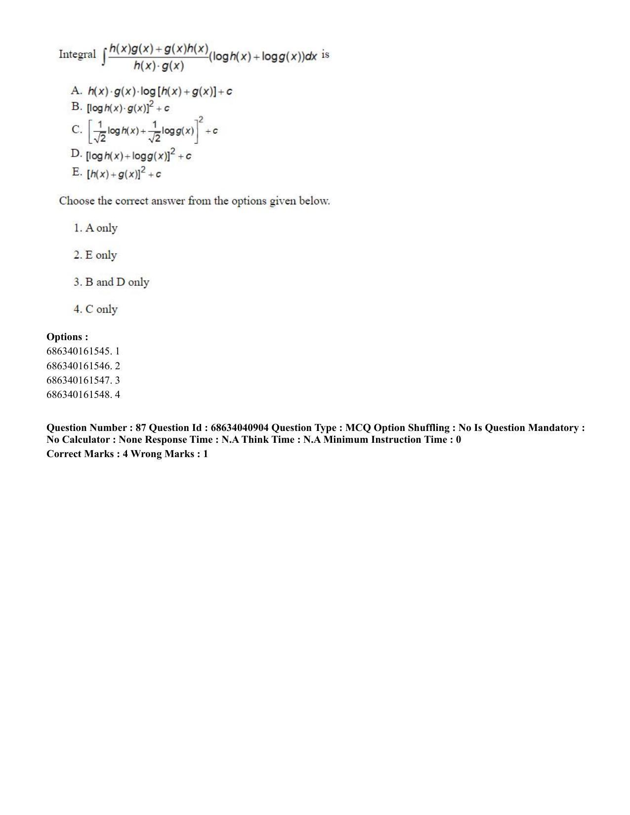 CUET PG 2023: MTQP02 – Civil, Structural & Transport Engg (Eng) - Shift 3 (30-06-2023) Question Paper - Page 88