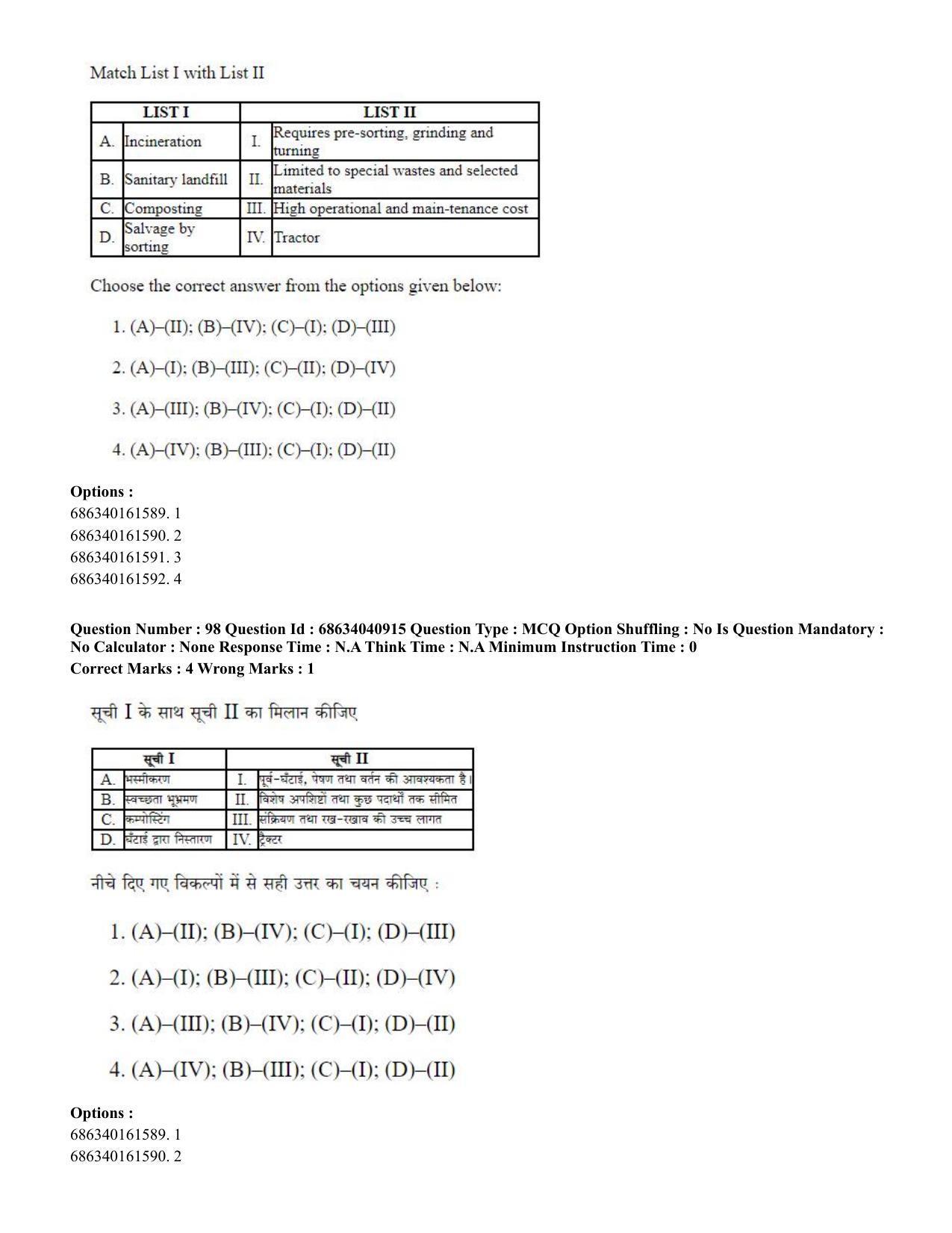 CUET PG 2023: MTQP02 – Civil, Structural & Transport Engg (Eng) - Shift 3 (30-06-2023) Question Paper - Page 102