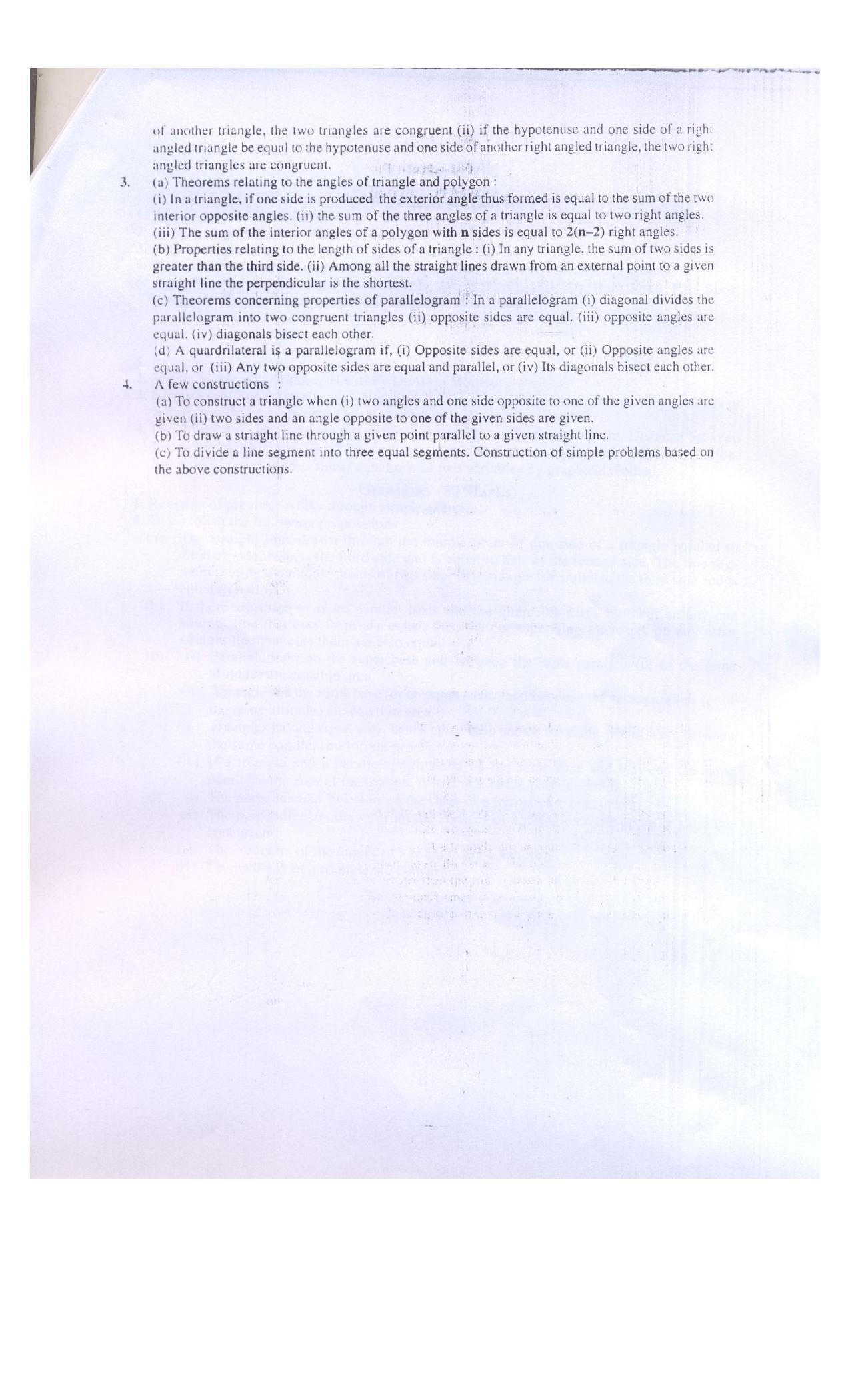 WBBSE Class 10th  Syllabus [Mathematics] - Page 3